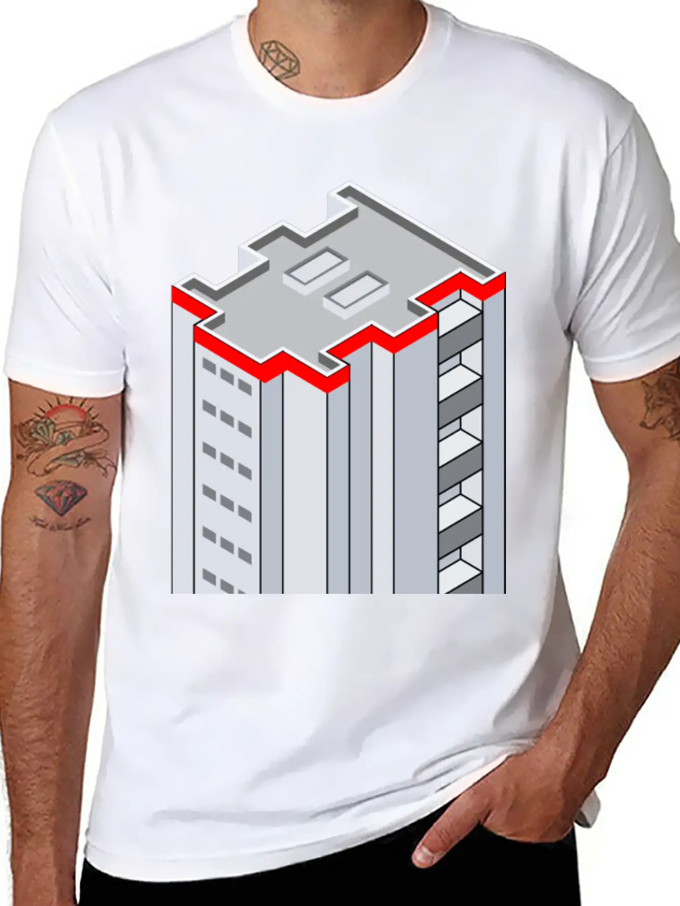 3D Isometric Building Essential Cotton Tee For Daily Outfits ¨C Unisex Style