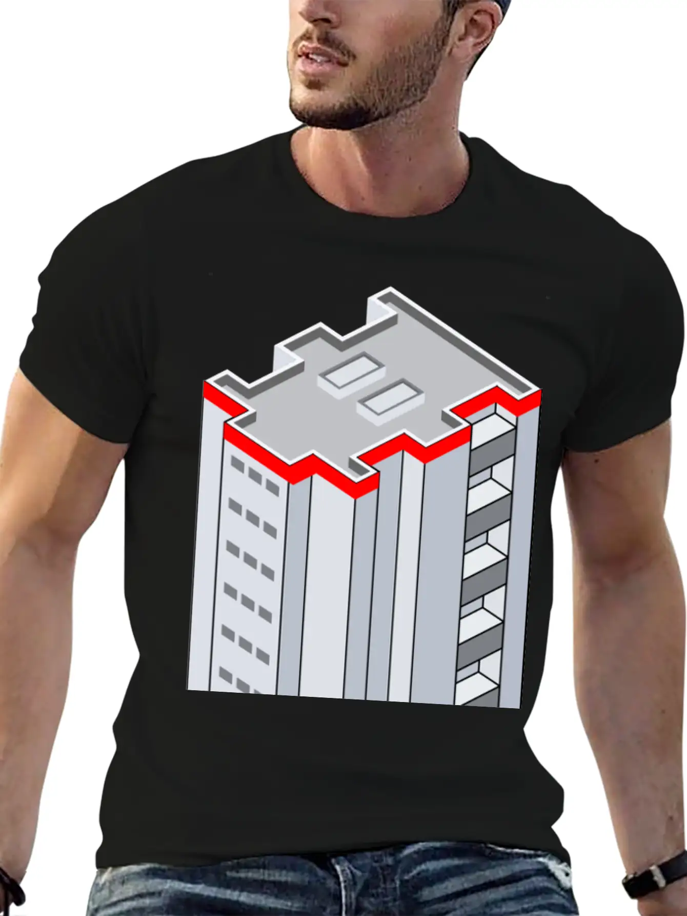 3D Isometric Building Essential Cotton Tee For Daily Outfits ¨C Unisex Style