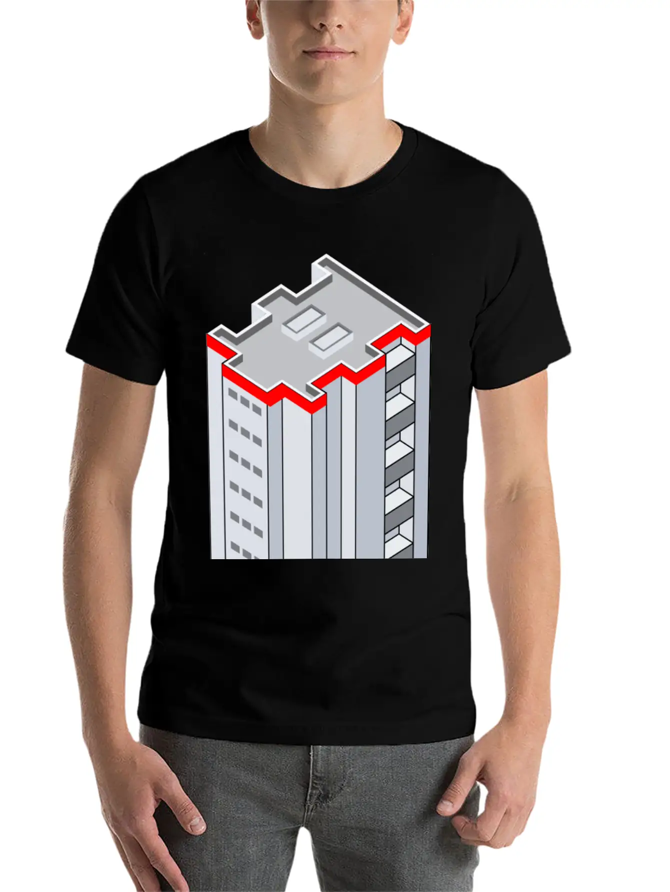 3D Isometric Building Essential Cotton Tee For Daily Outfits ¨C Unisex Style