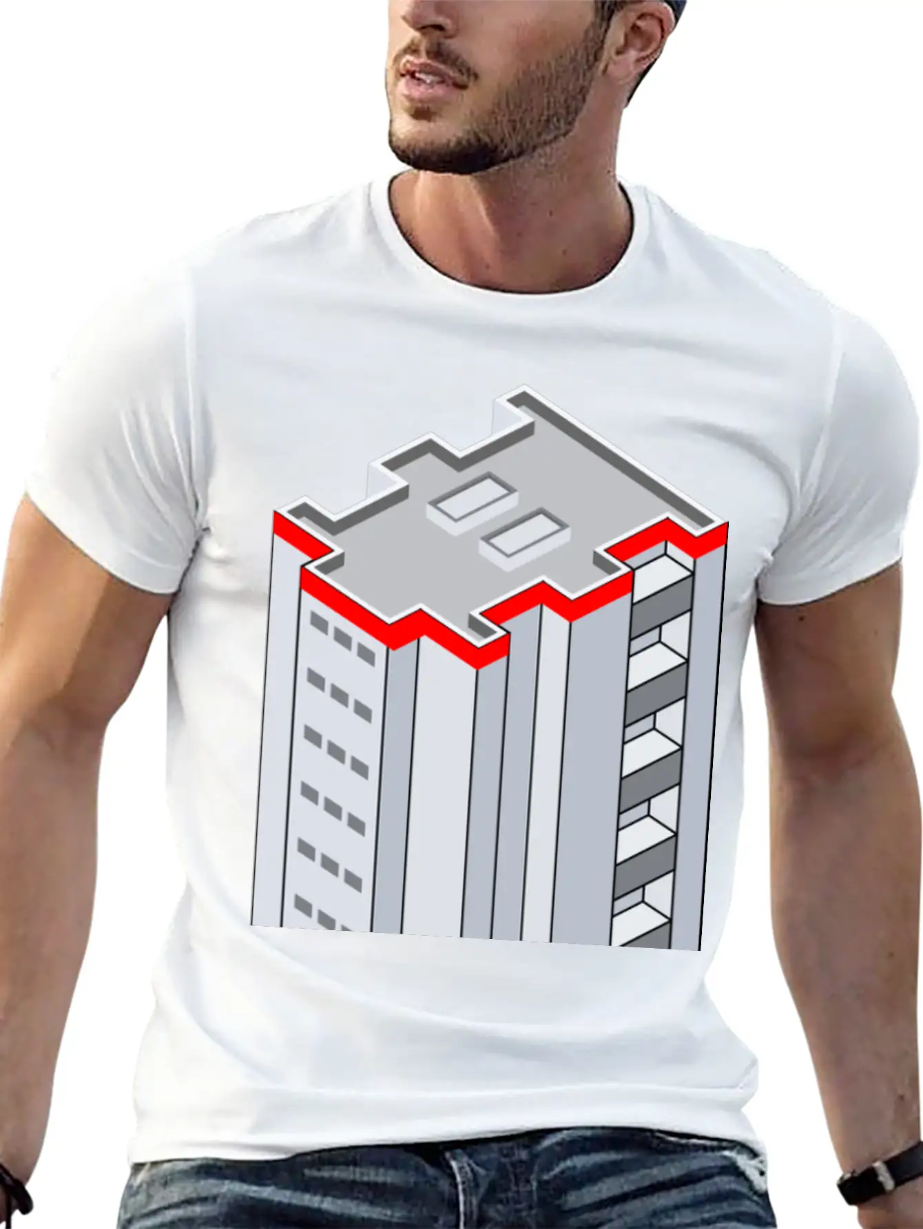 3D Isometric Building Essential Cotton Tee For Daily Outfits ¨C Unisex Style