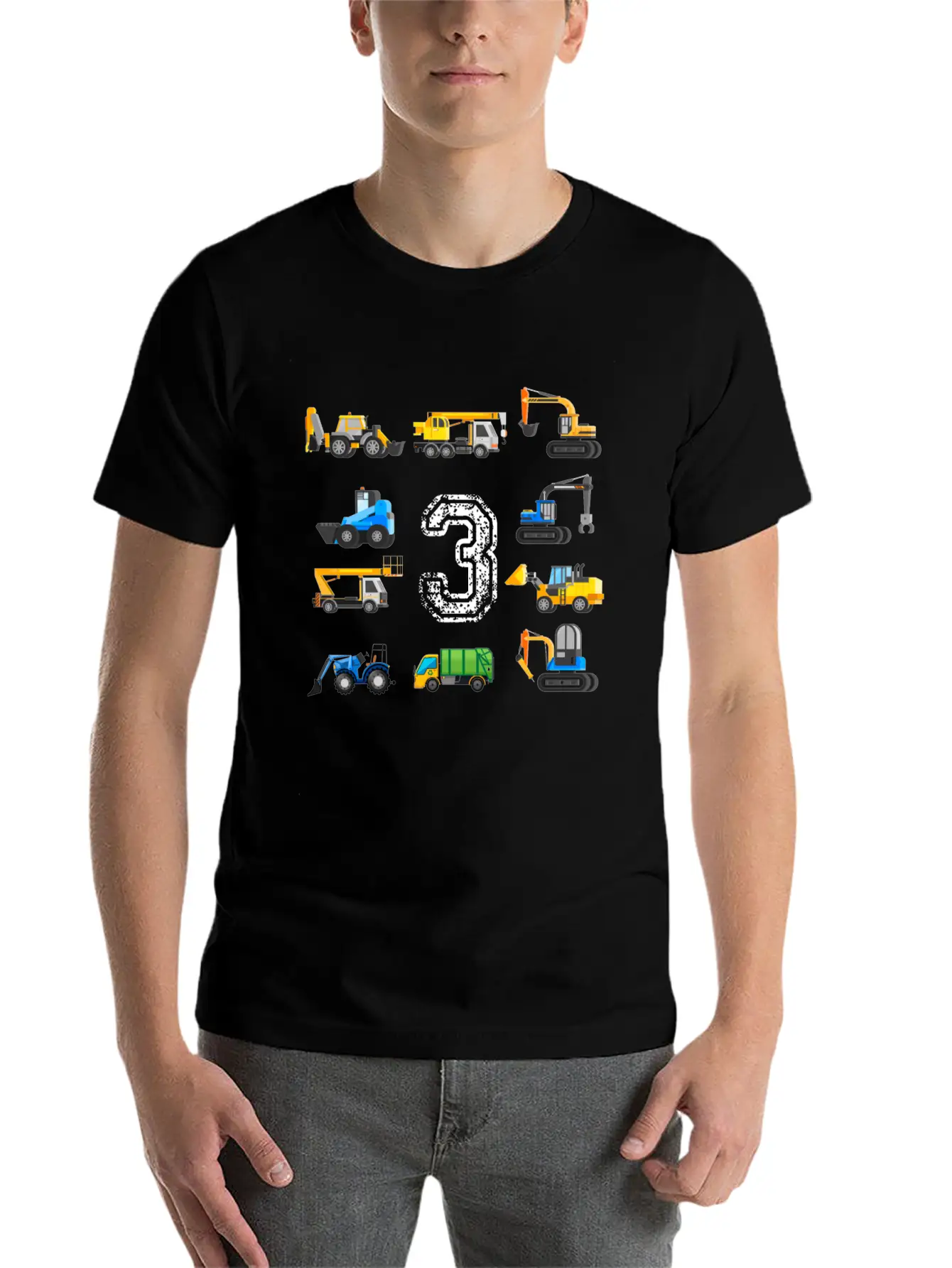 3rd Birthday Boy Toddler Construction Truck Gift Unisex Casual T-Shirt ¨C Clean Design For Daily Comfort