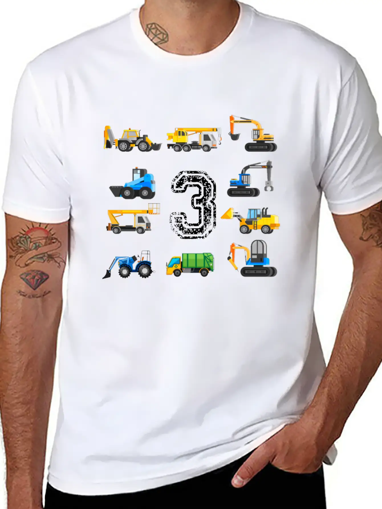 3rd Birthday Boy Toddler Construction Truck Gift Unisex Casual T-Shirt ¨C Clean Design For Daily Comfort