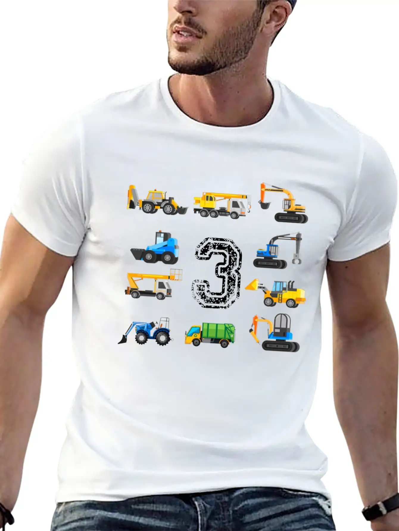 3rd Birthday Boy Toddler Construction Truck Gift Unisex Casual T-Shirt ¨C Clean Design For Daily Comfort