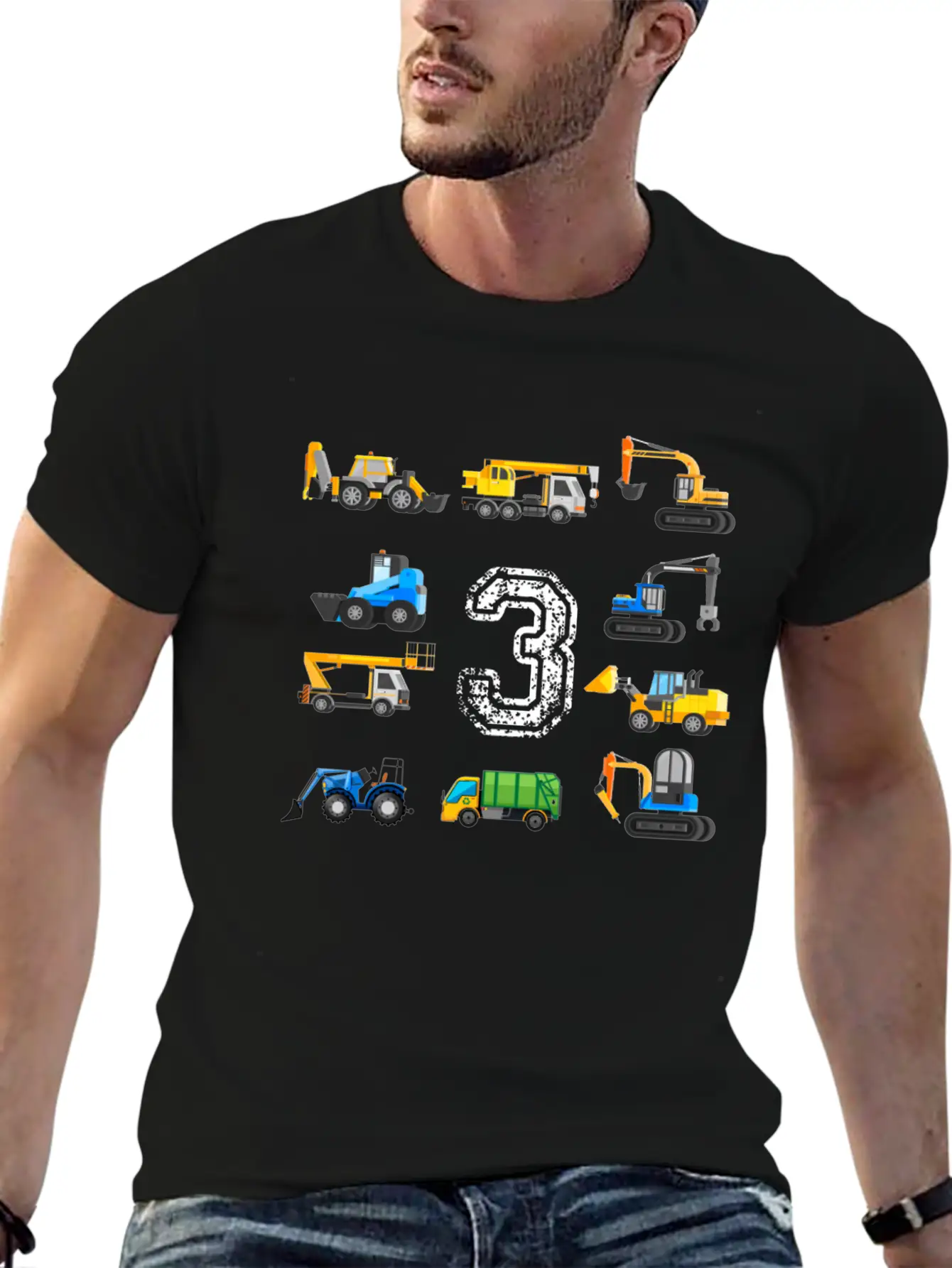 3rd Birthday Boy Toddler Construction Truck Gift Unisex Casual T-Shirt ¨C Clean Design For Daily Comfort
