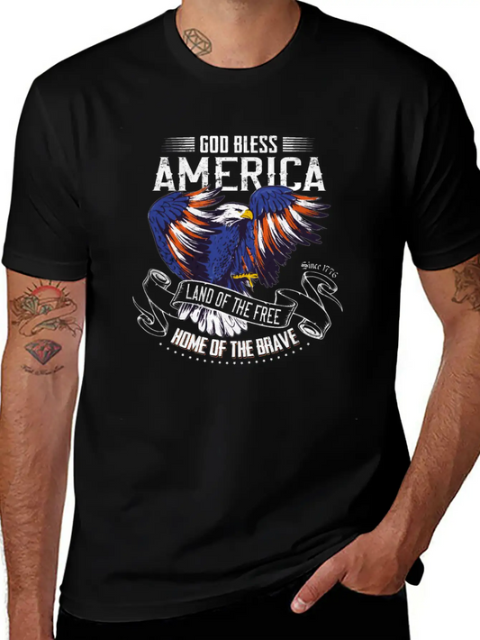4th Of July USA Land Of The Free Home Of The Brave Basic Graphic T-Shirt ¨C Daily Comfort In Soft Cotton