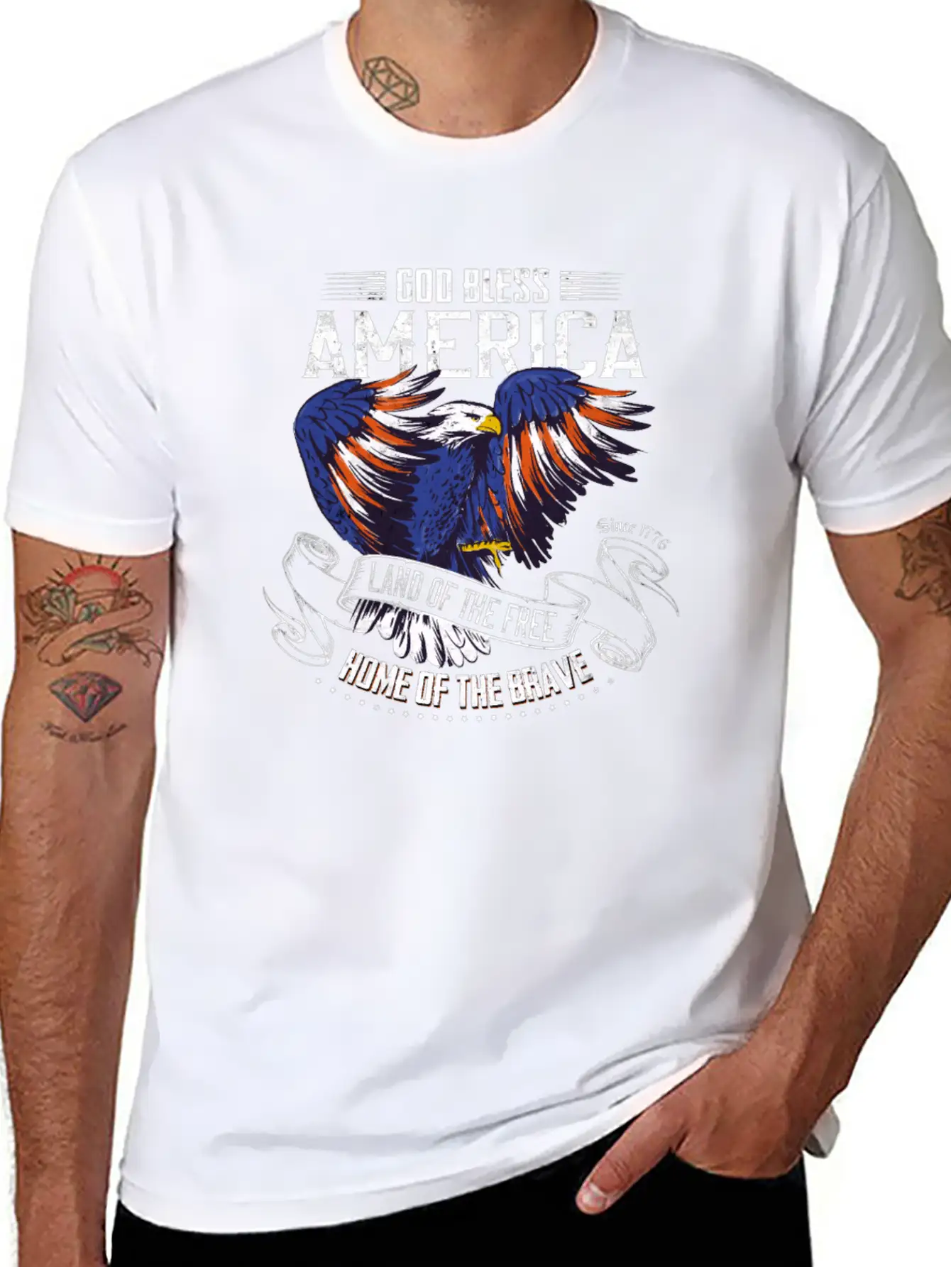 4th Of July USA Land Of The Free Home Of The Brave Basic Graphic T-Shirt ¨C Daily Comfort In Soft Cotton