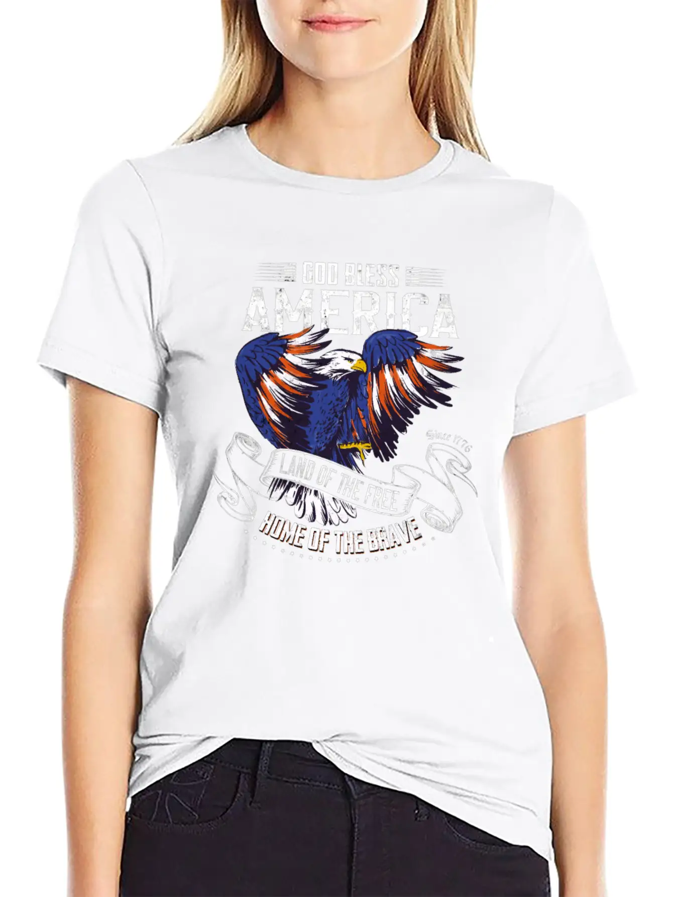 4th Of July USA Land Of The Free Home Of The Brave Basic Graphic T-Shirt ¨C Daily Comfort In Soft Cotton