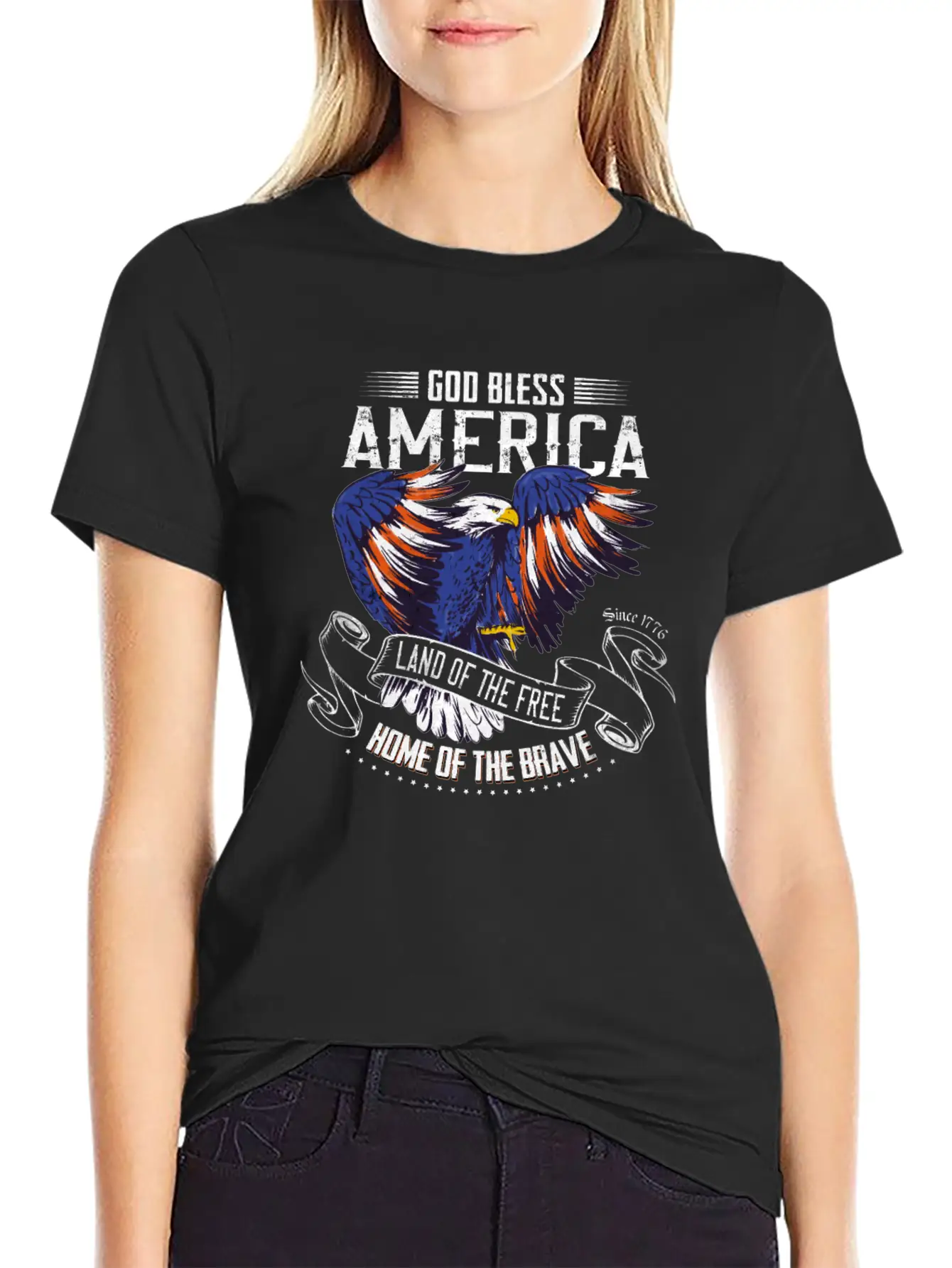 4th Of July USA Land Of The Free Home Of The Brave Basic Graphic T-Shirt ¨C Daily Comfort In Soft Cotton