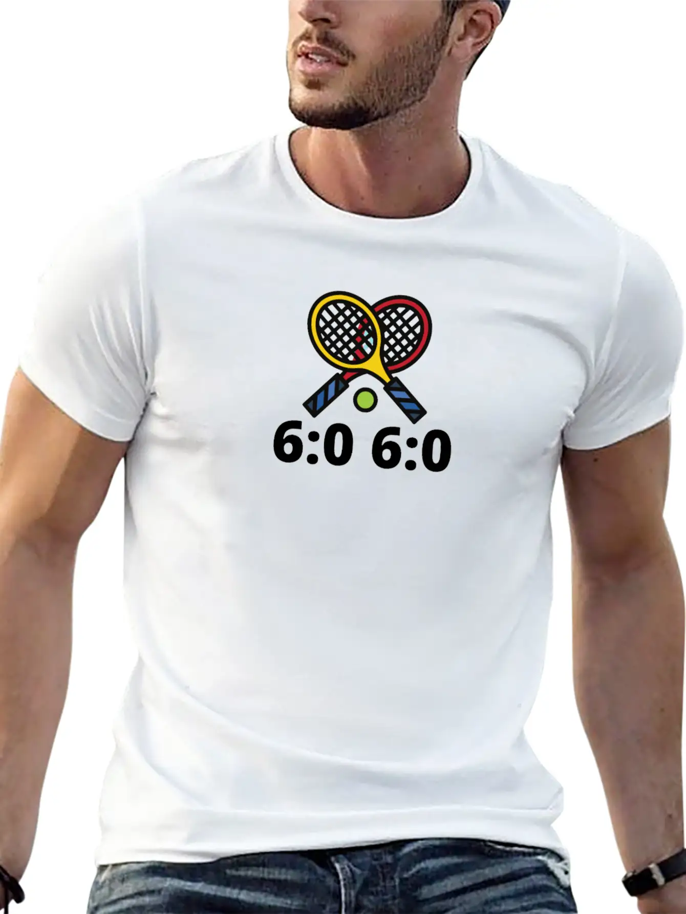 6060 Tennis Score Print Basic Graphic T-Shirt ¨C Daily Comfort In Soft Cotton