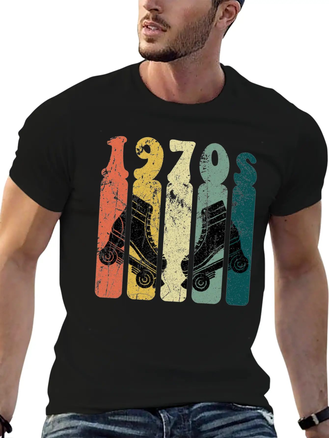 70s Roller Skates Disco Derby Retro Essential Cotton Tee For Daily Outfits ¨C Unisex Style