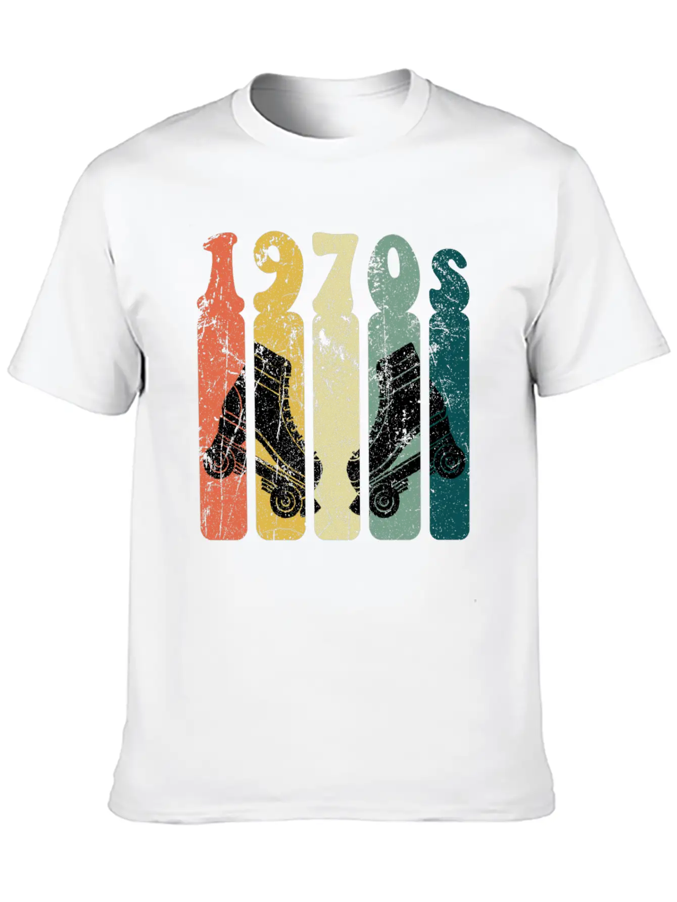 70s Roller Skates Disco Derby Retro Essential Cotton Tee For Daily Outfits ¨C Unisex Style