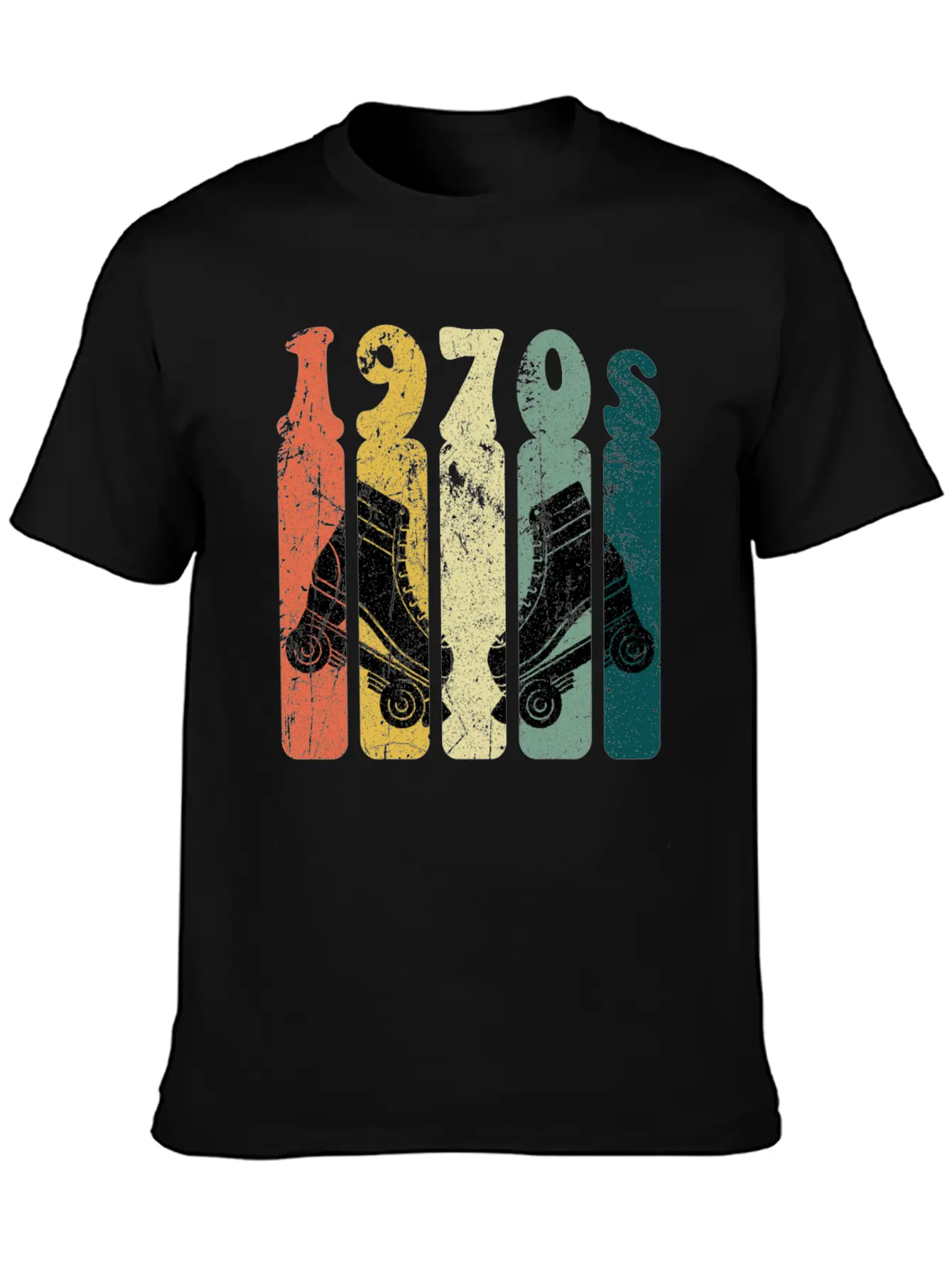 70s Roller Skates Disco Derby Retro Essential Cotton Tee For Daily Outfits ¨C Unisex Style