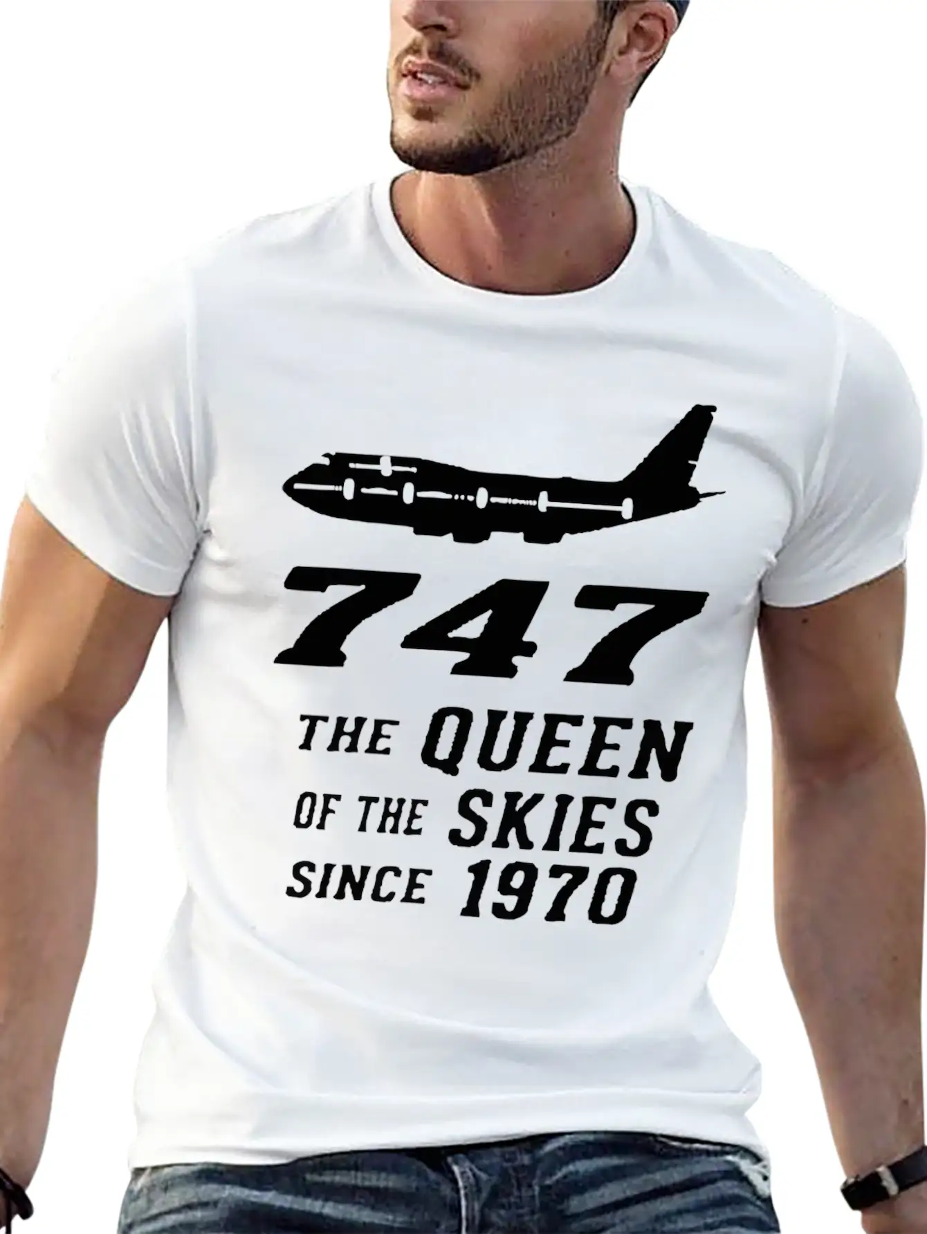 747 QUEEN OF THE SKY Basic Graphic T-Shirt ¨C Daily Comfort In Soft Cotton