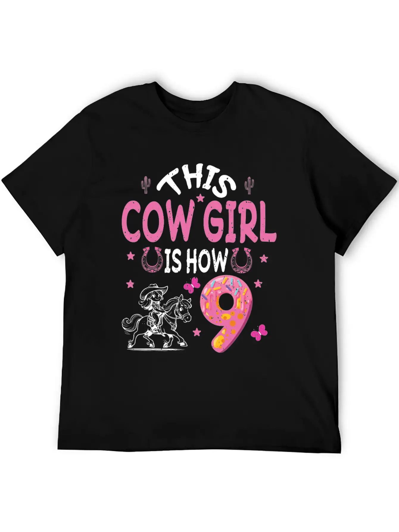 9th Birthday Cowgirl Nine Year Old Cowgirl Birthd Unisex Casual T-Shirt ¨C Clean Design For Daily Comfort