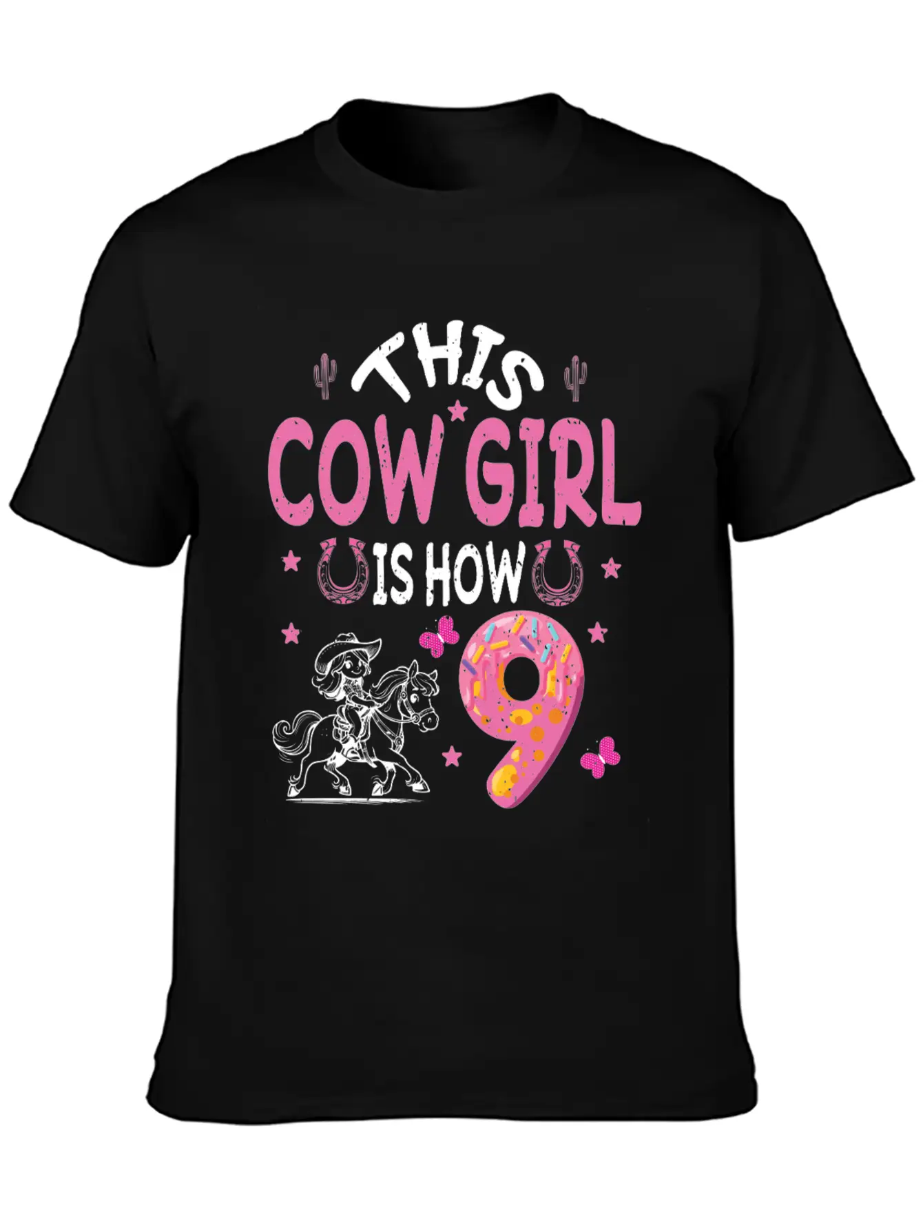9th Birthday Cowgirl Nine Year Old Cowgirl Birthd Unisex Casual T-Shirt ¨C Clean Design For Daily Comfort