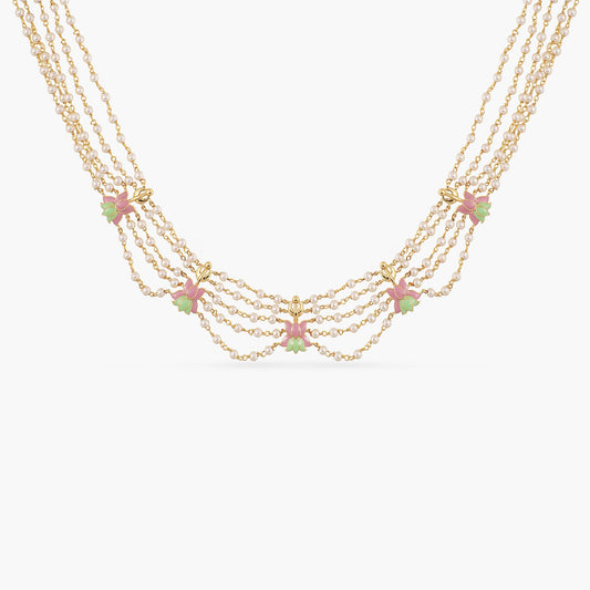 Jalaja Multi Lotus Motif Layered Pearl Necklace