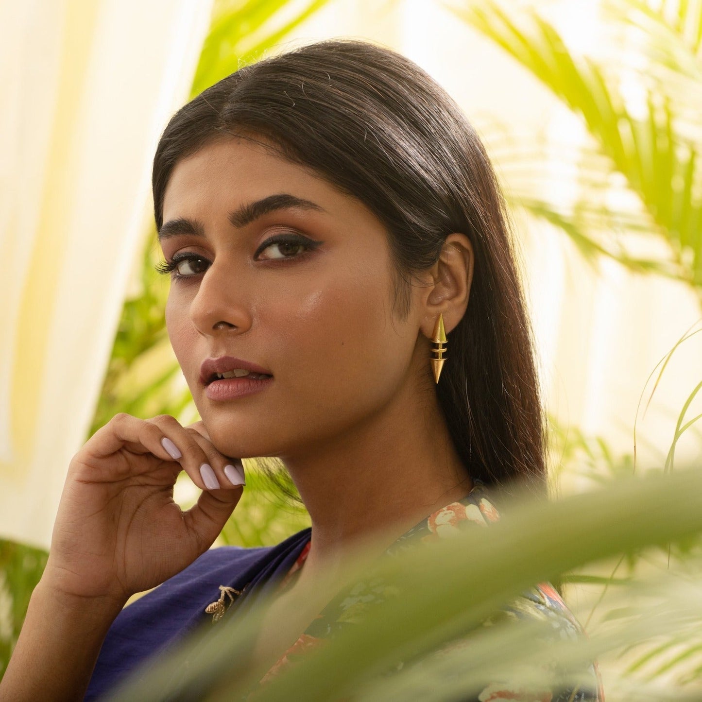 Trigono Gold Plated Tribal Earrings