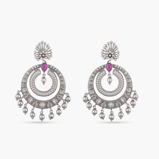 Kalpa Antique Silver Chandbali Earrings