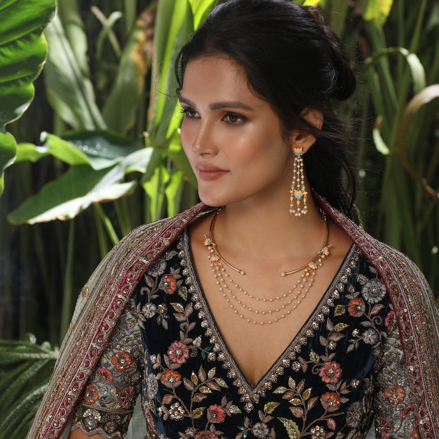 Jalaja Statement Lotus Cuff Necklace