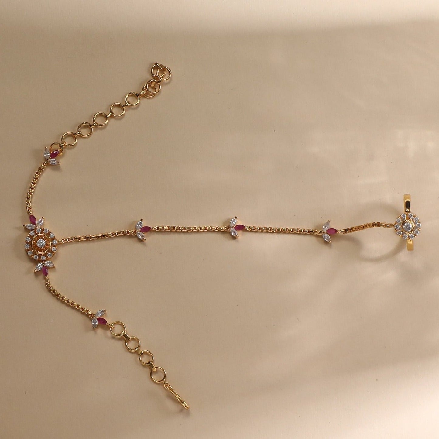 Nera CZ Gold Plated Hand Chain