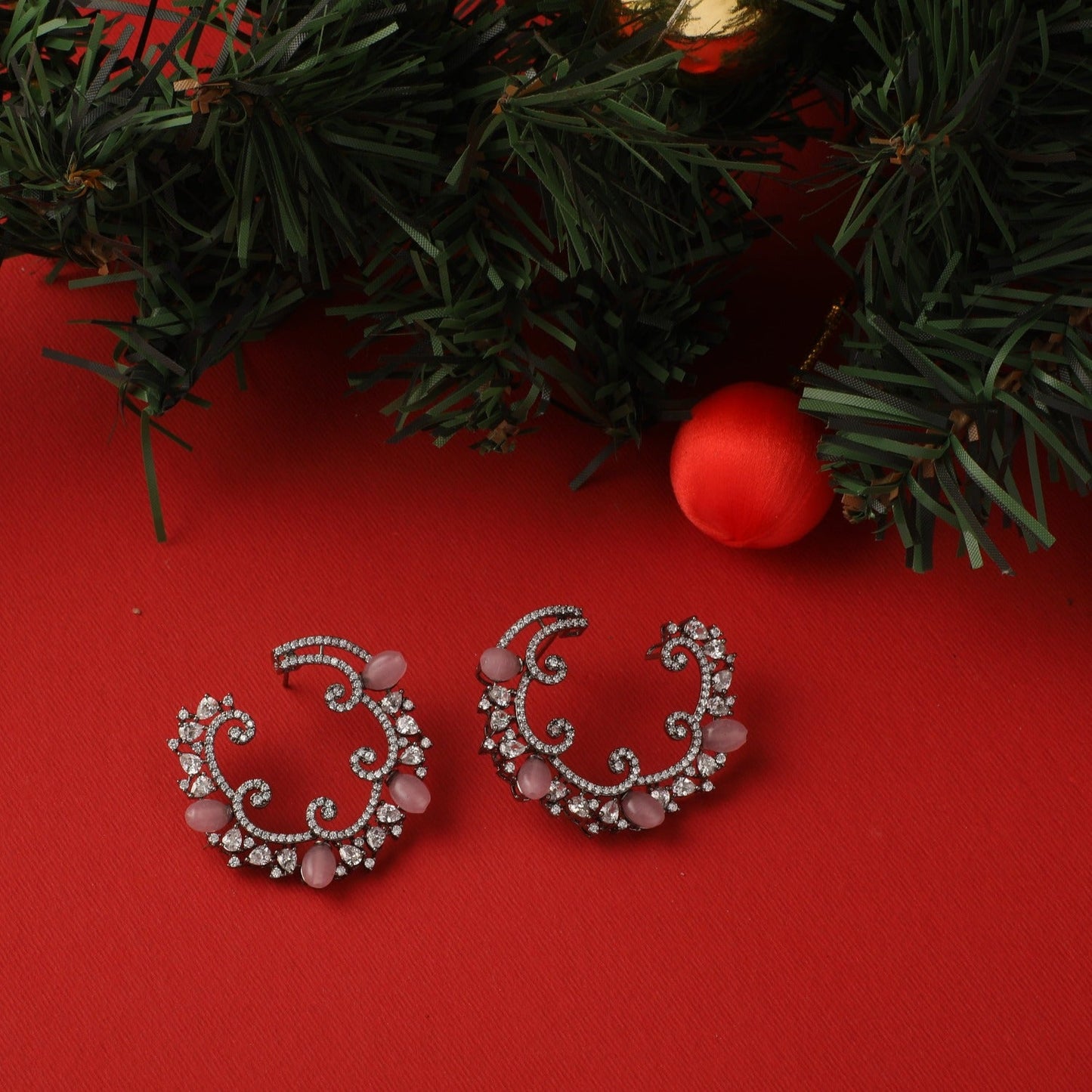Swirl & Shine CZ Hoop Earrings