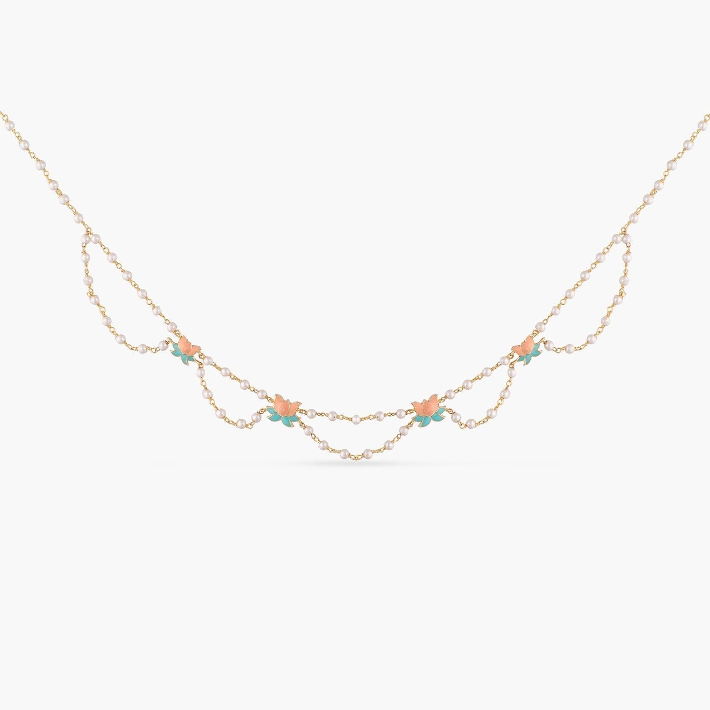 Jalaja Lotus Motifs Pearl Necklace