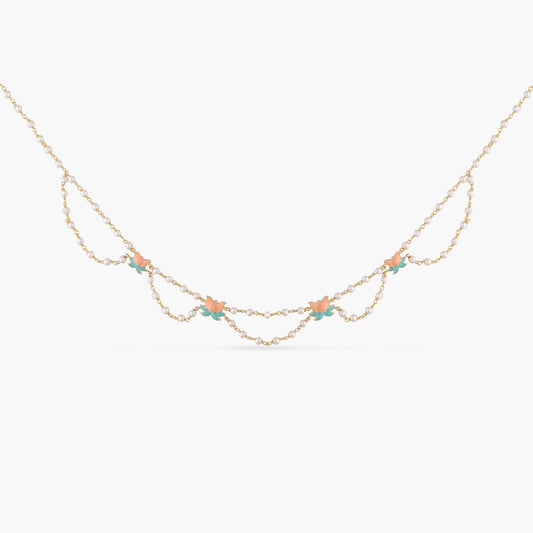 Jalaja Lotus Motifs Pearl Necklace