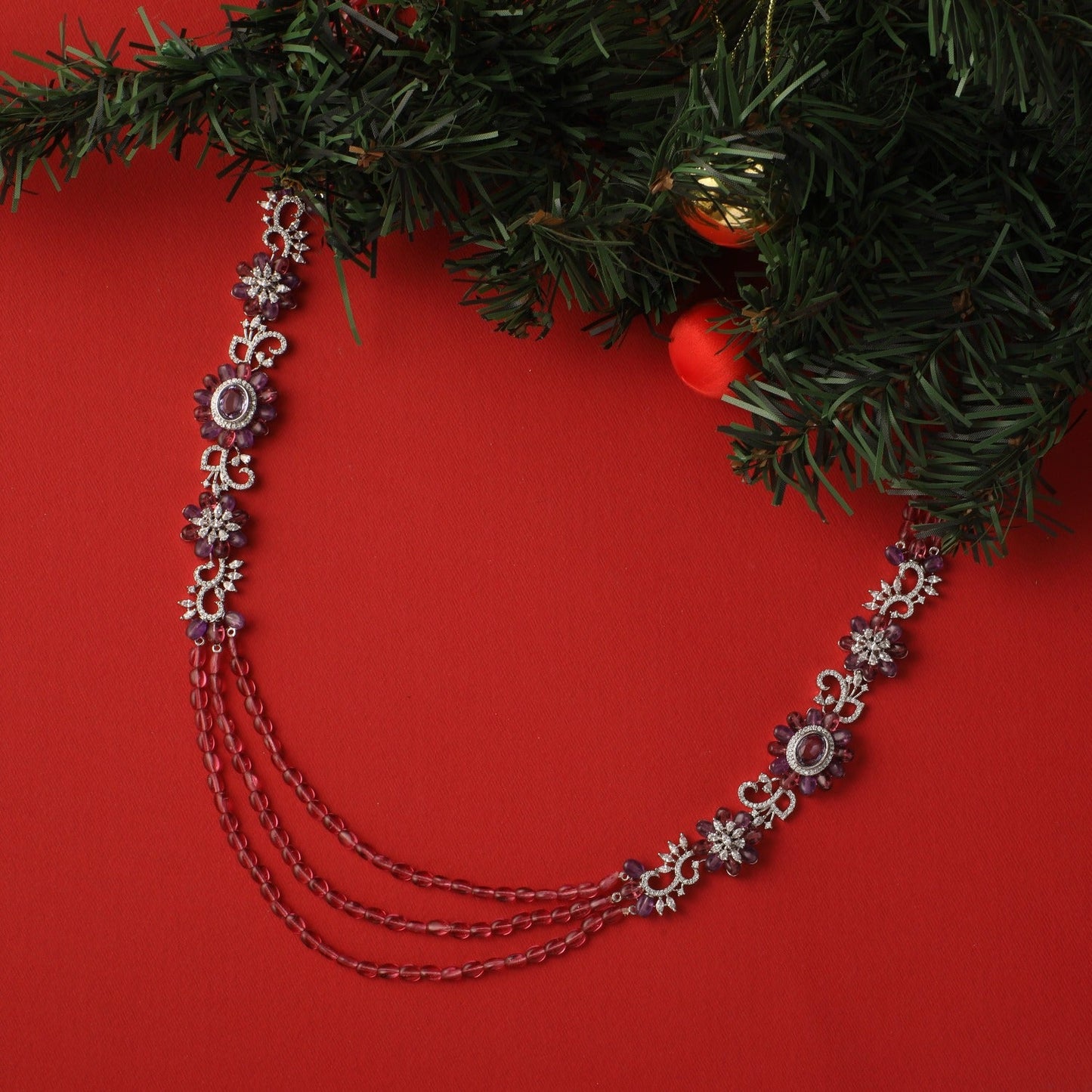 Floral Bloom Layered CZ Necklace