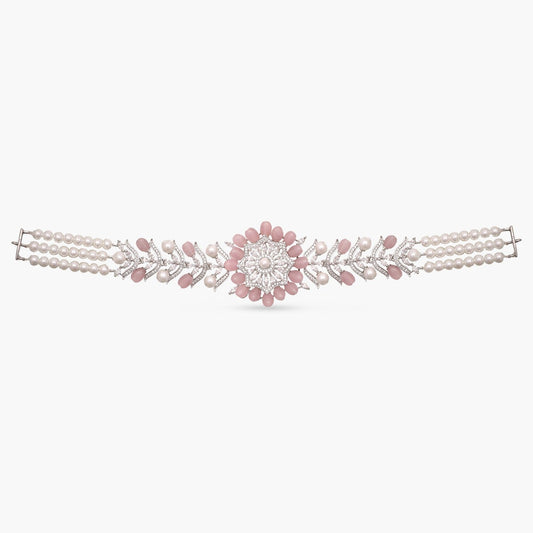 Bloom CZ Pearl Tassel Choker