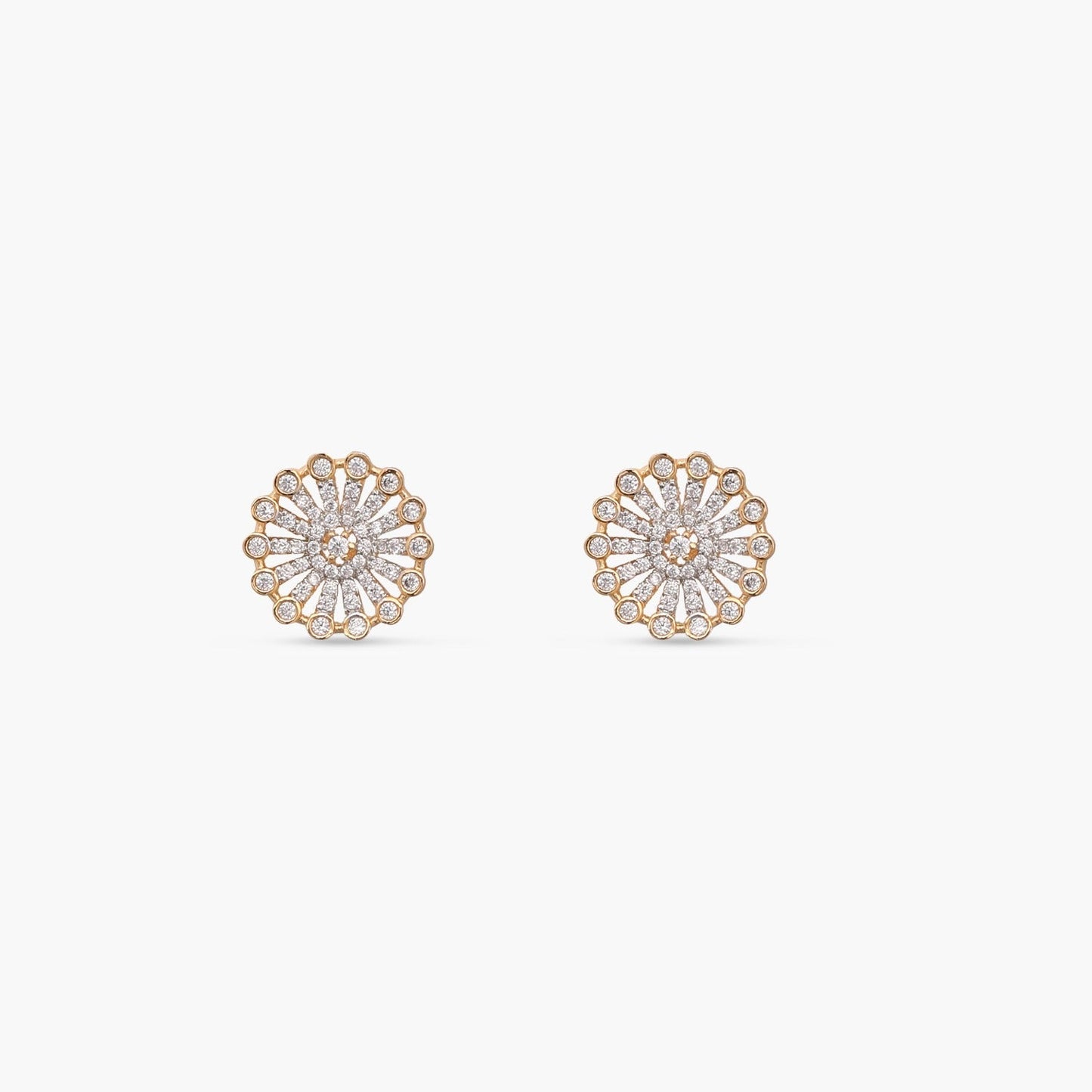 Simple Wheel CZ Stud Earrings