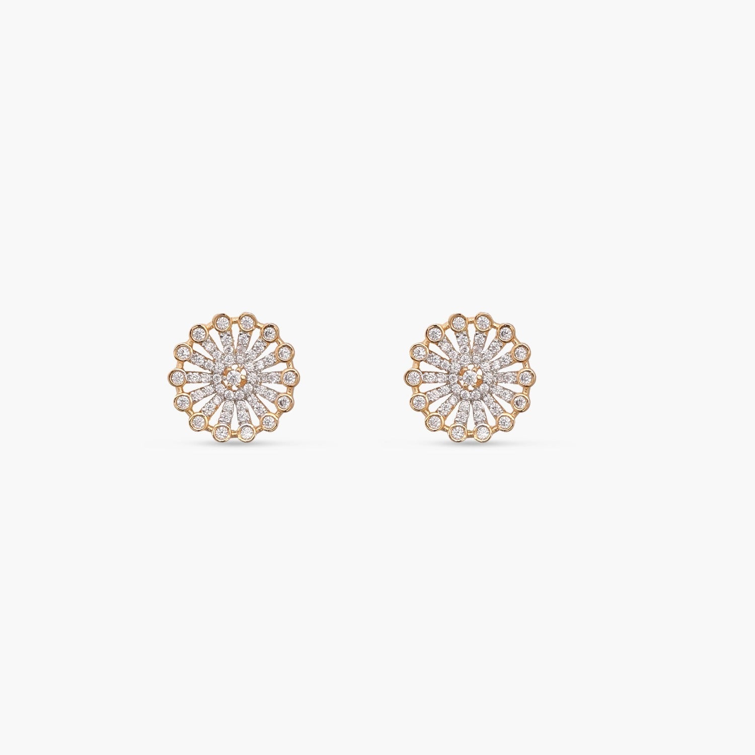 Simple Wheel CZ Stud Earrings
