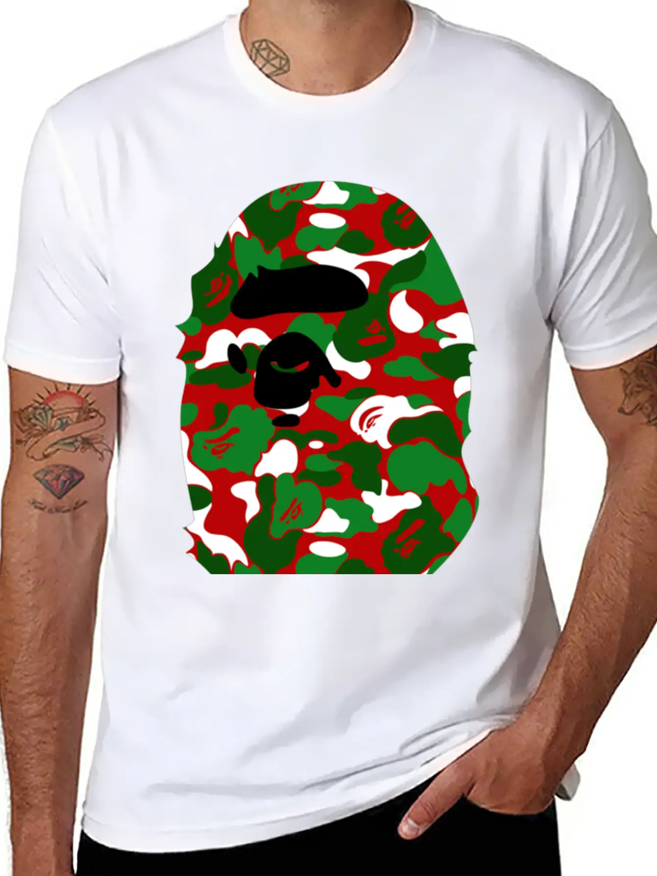 A Bathing Ape Camo Big Ape Head 2016 Basic Graphic T-Shirt ¨C Daily Comfort In Soft Cotton