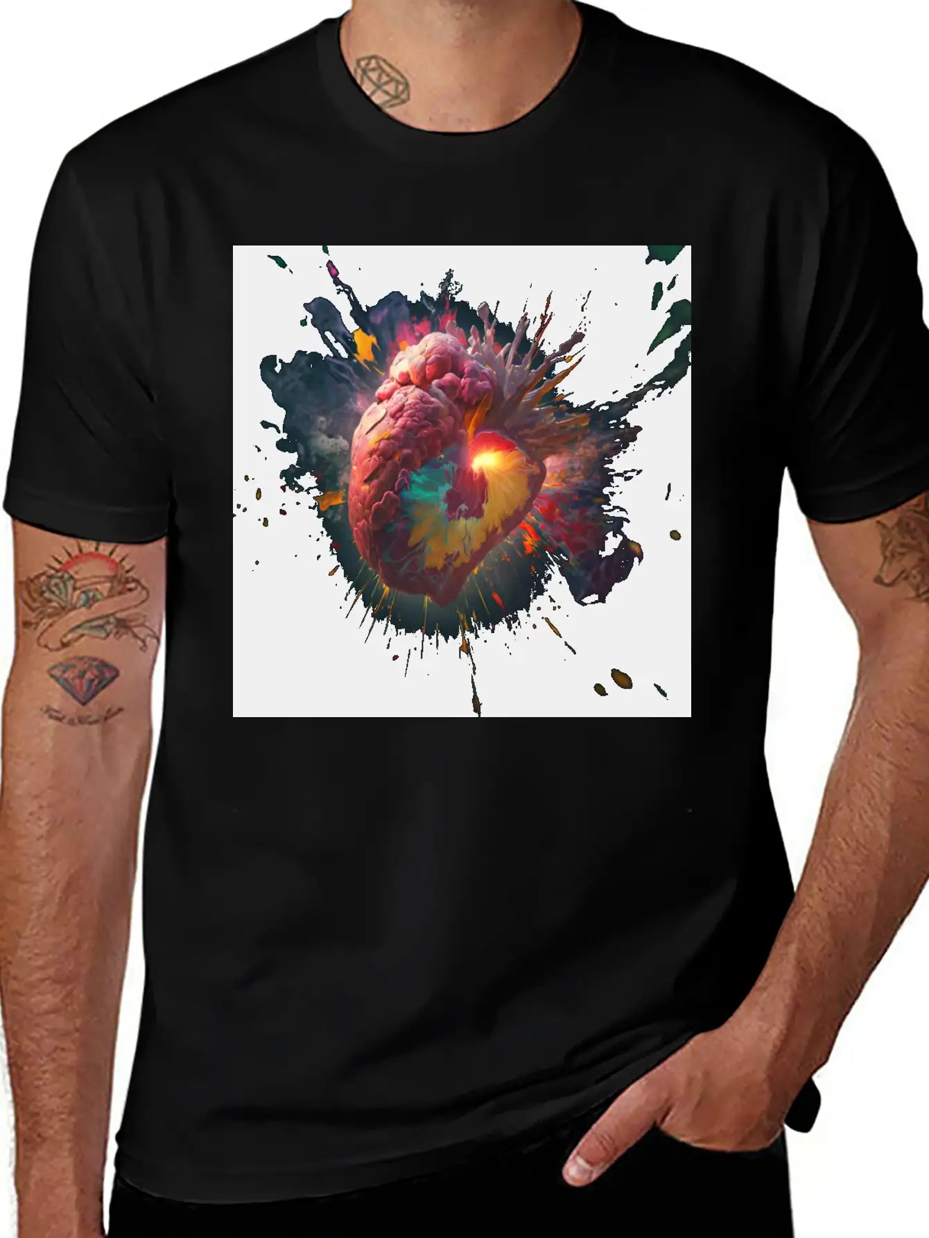 A Heart Exploding With Radiation Reimagined Basic Graphic T-Shirt ¨C Daily Comfort In Soft Cotton