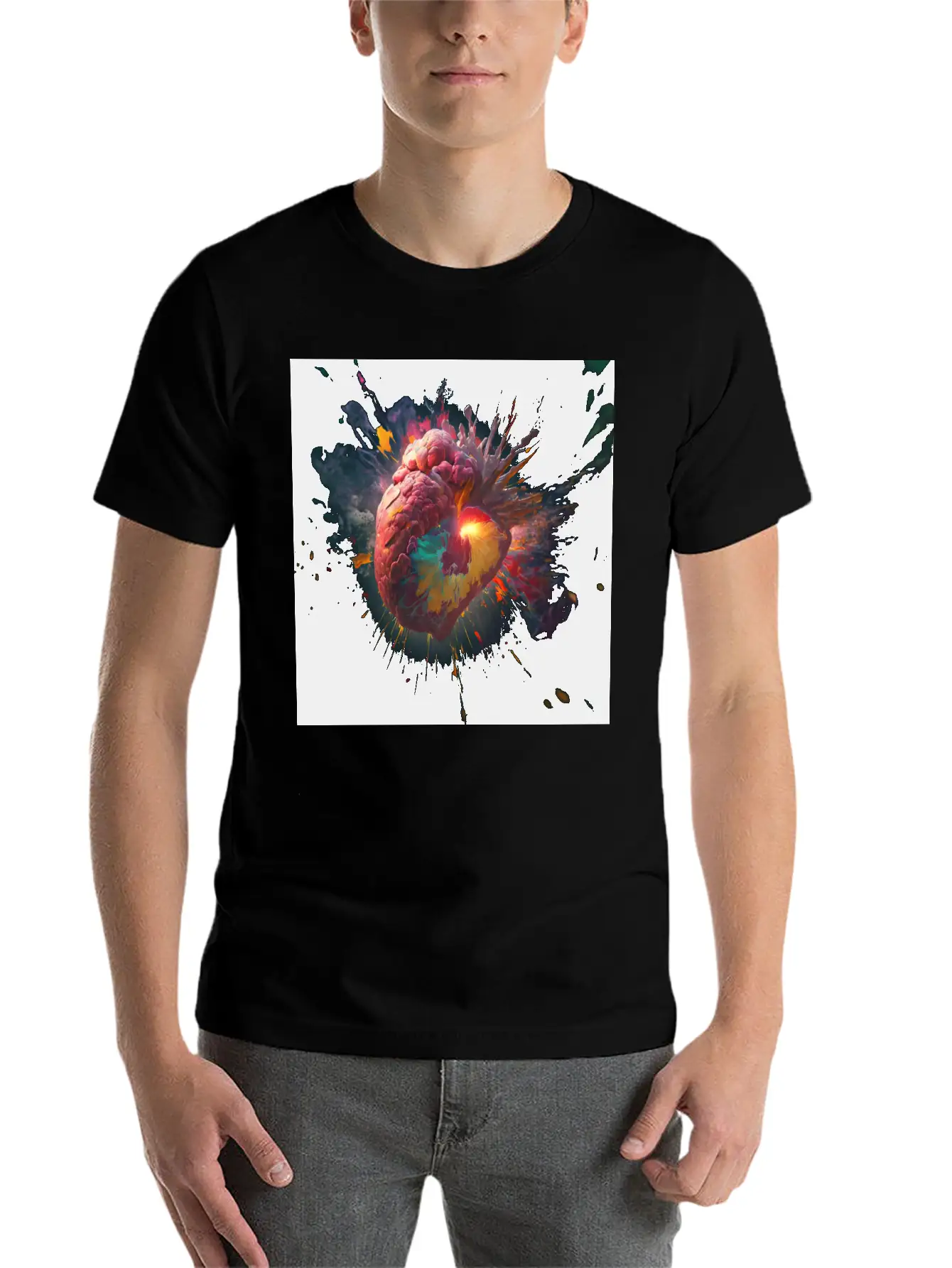 A Heart Exploding With Radiation Reimagined Basic Graphic T-Shirt ¨C Daily Comfort In Soft Cotton