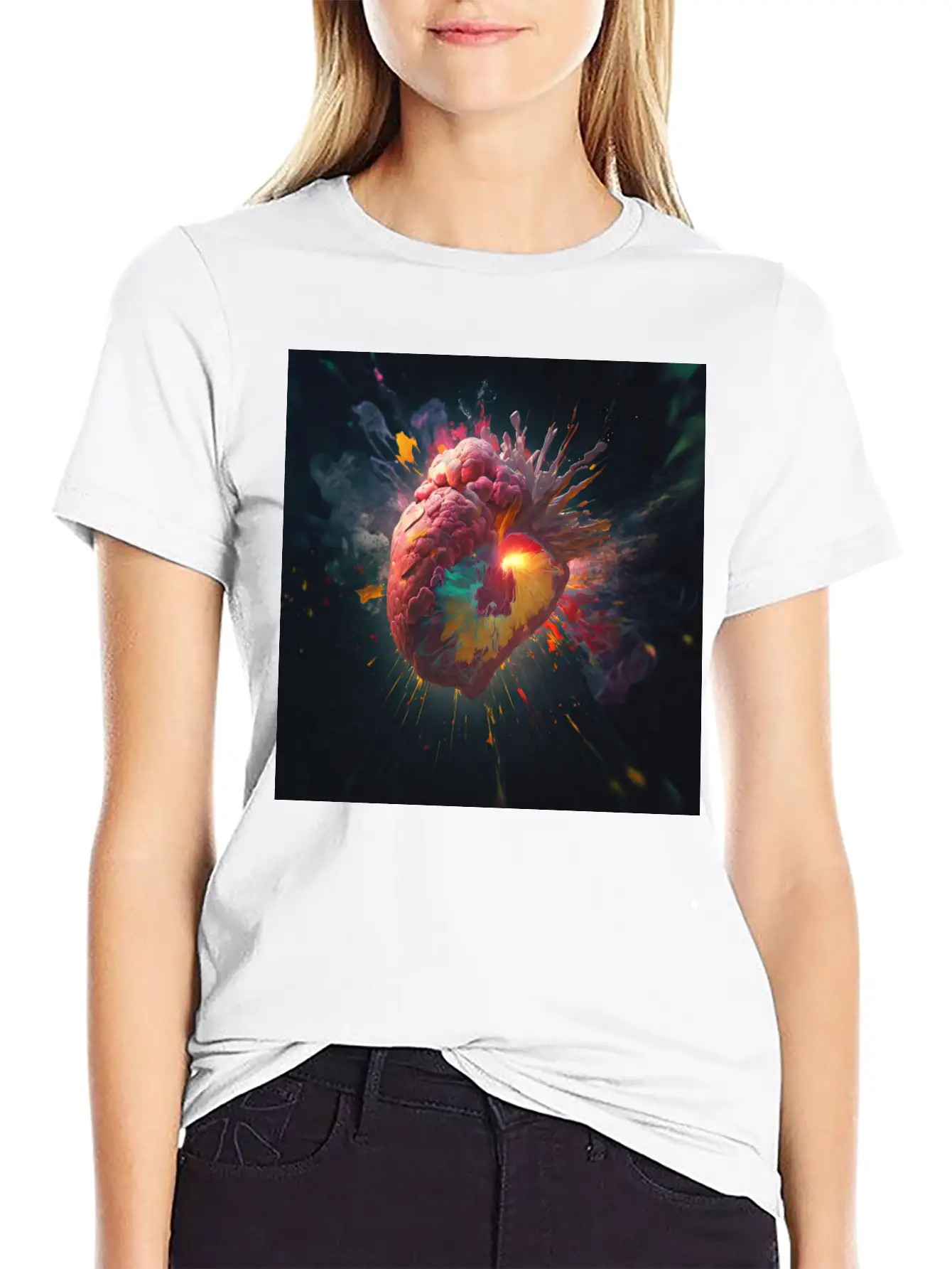 A Heart Exploding With Radiation Reimagined Basic Graphic T-Shirt ¨C Daily Comfort In Soft Cotton