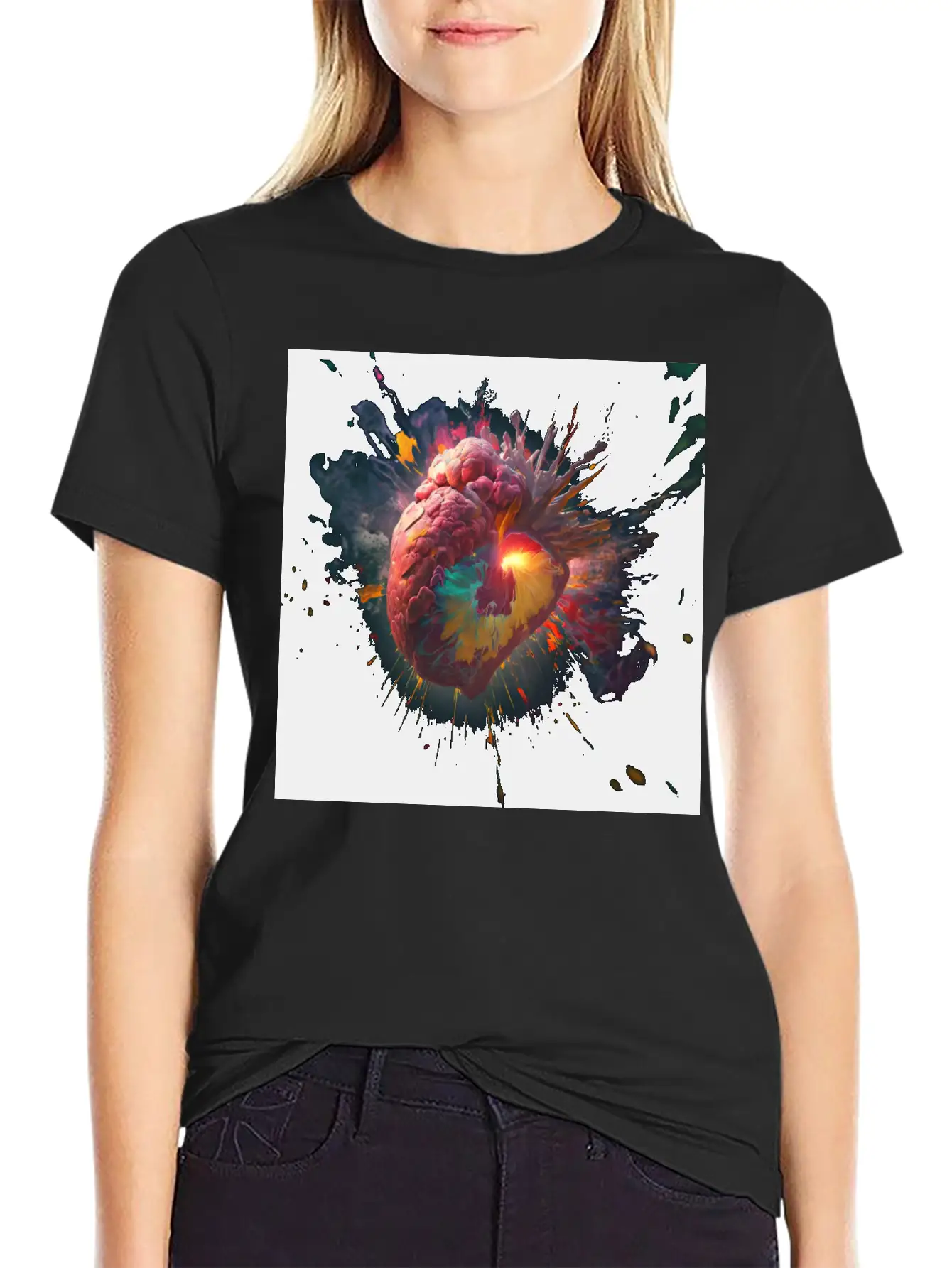 A Heart Exploding With Radiation Reimagined Basic Graphic T-Shirt ¨C Daily Comfort In Soft Cotton