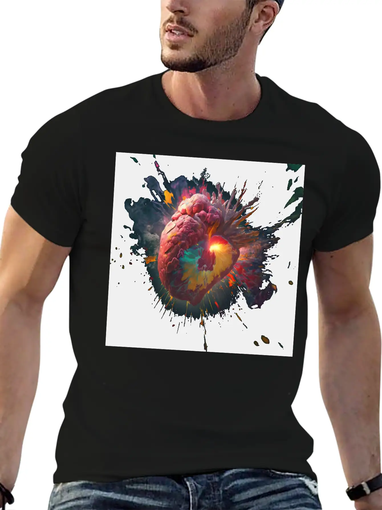 A Heart Exploding With Radiation Reimagined Basic Graphic T-Shirt ¨C Daily Comfort In Soft Cotton