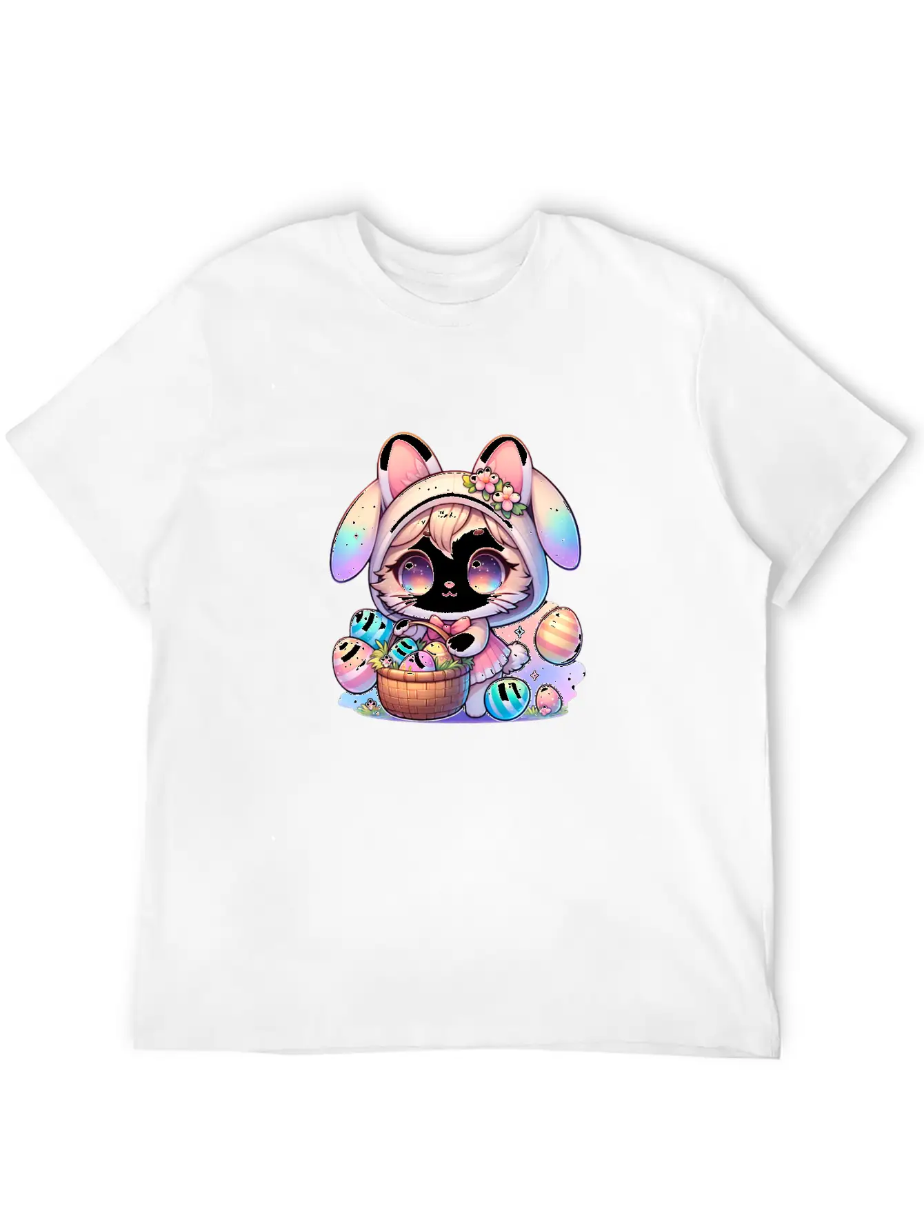A Kitty With A Bunny Outfit Delivering Easter Eggs Soft Cotton Short Sleeve Tee ¨C Unisex Wardrobe Staple
