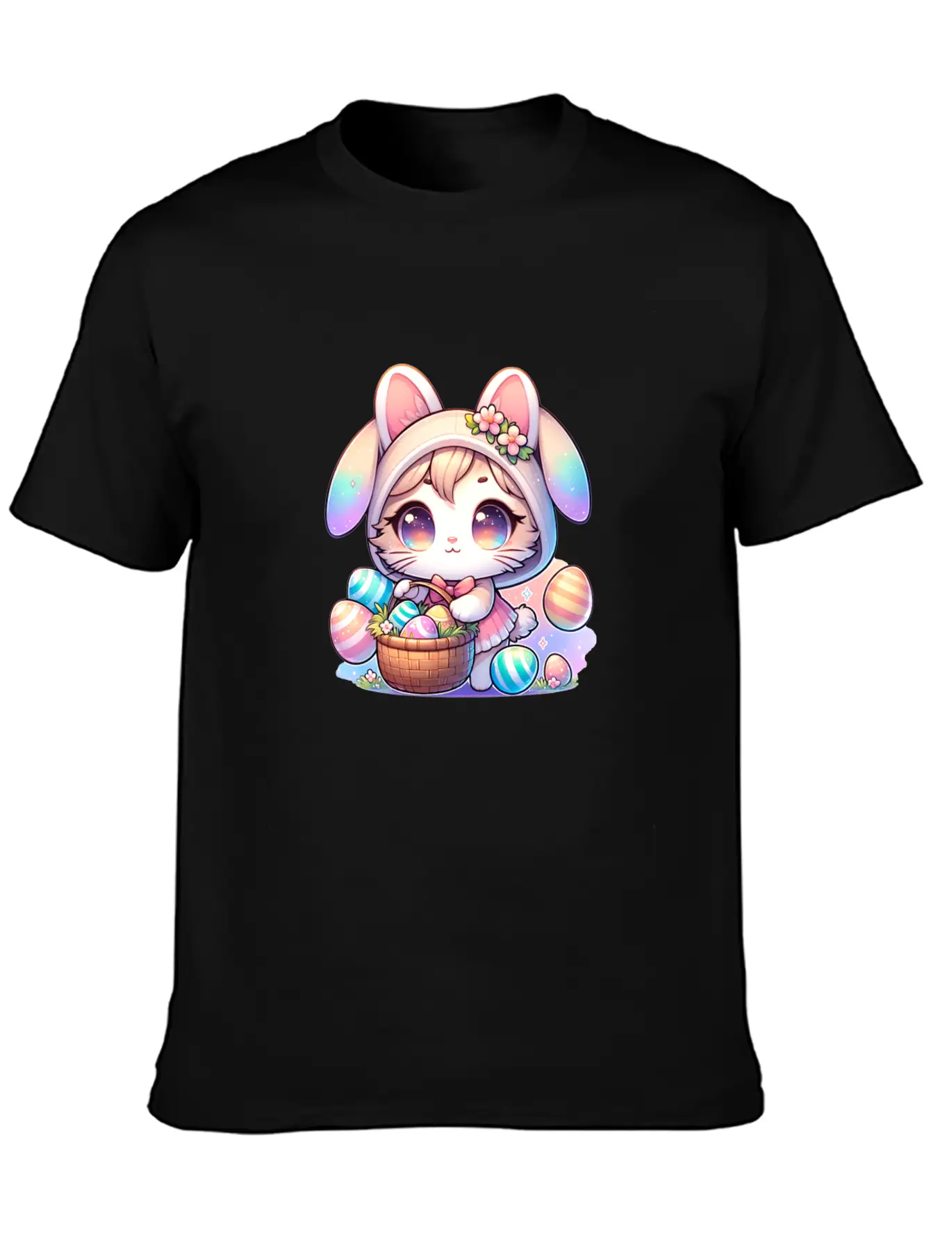 A Kitty With A Bunny Outfit Delivering Easter Eggs Soft Cotton Short Sleeve Tee ¨C Unisex Wardrobe Staple