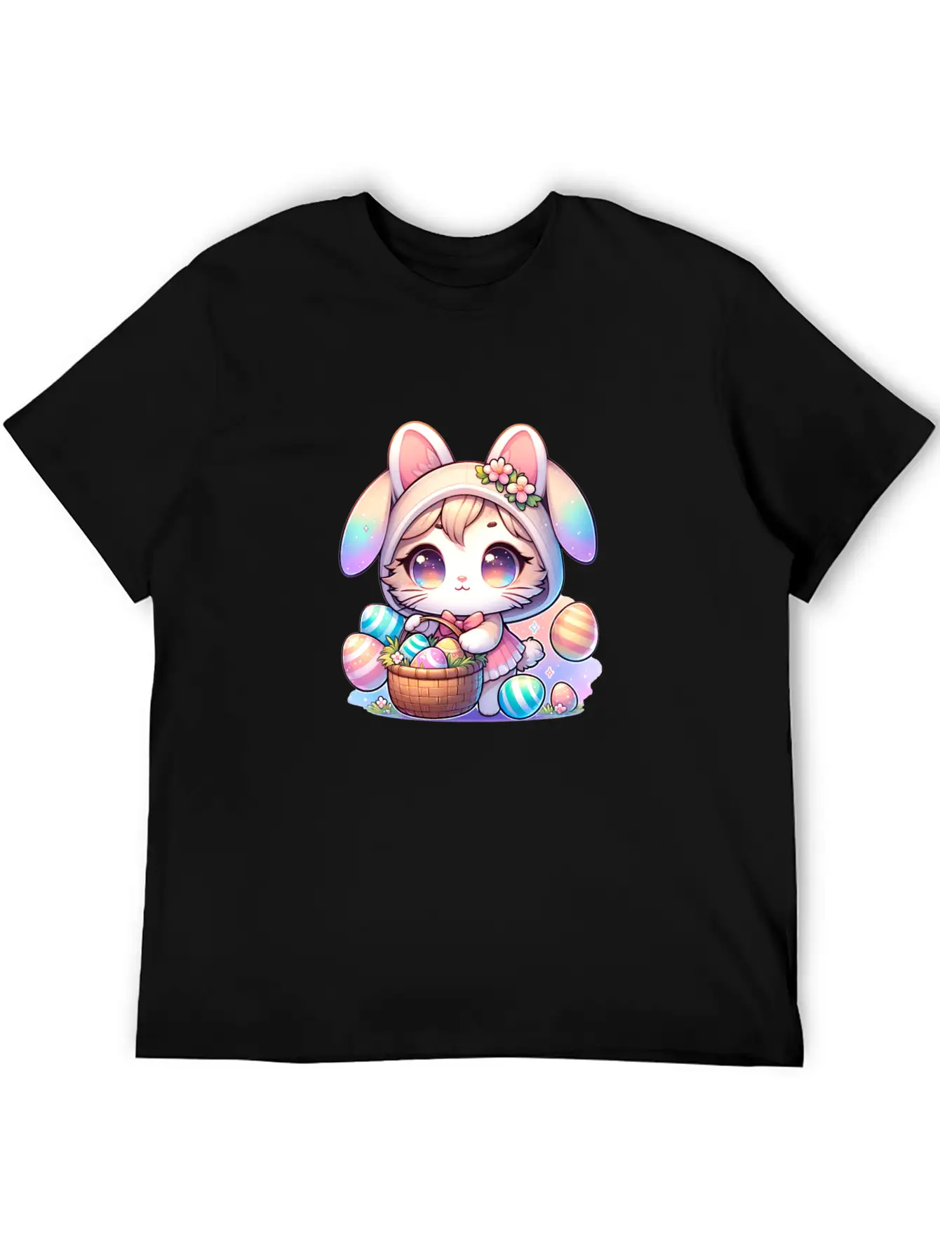 A Kitty With A Bunny Outfit Delivering Easter Eggs Soft Cotton Short Sleeve Tee ¨C Unisex Wardrobe Staple