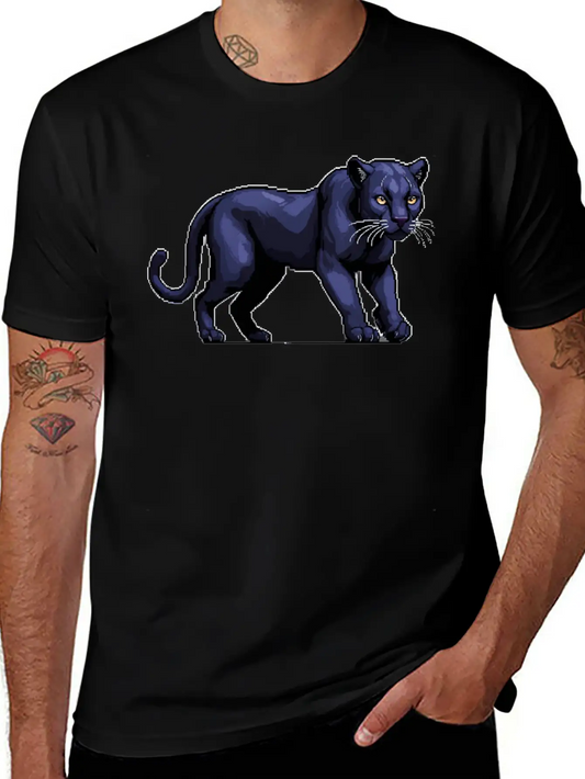 A Pixel Art Of A Panther Unisex Casual T-Shirt ¨C Clean Design For Daily Comfort