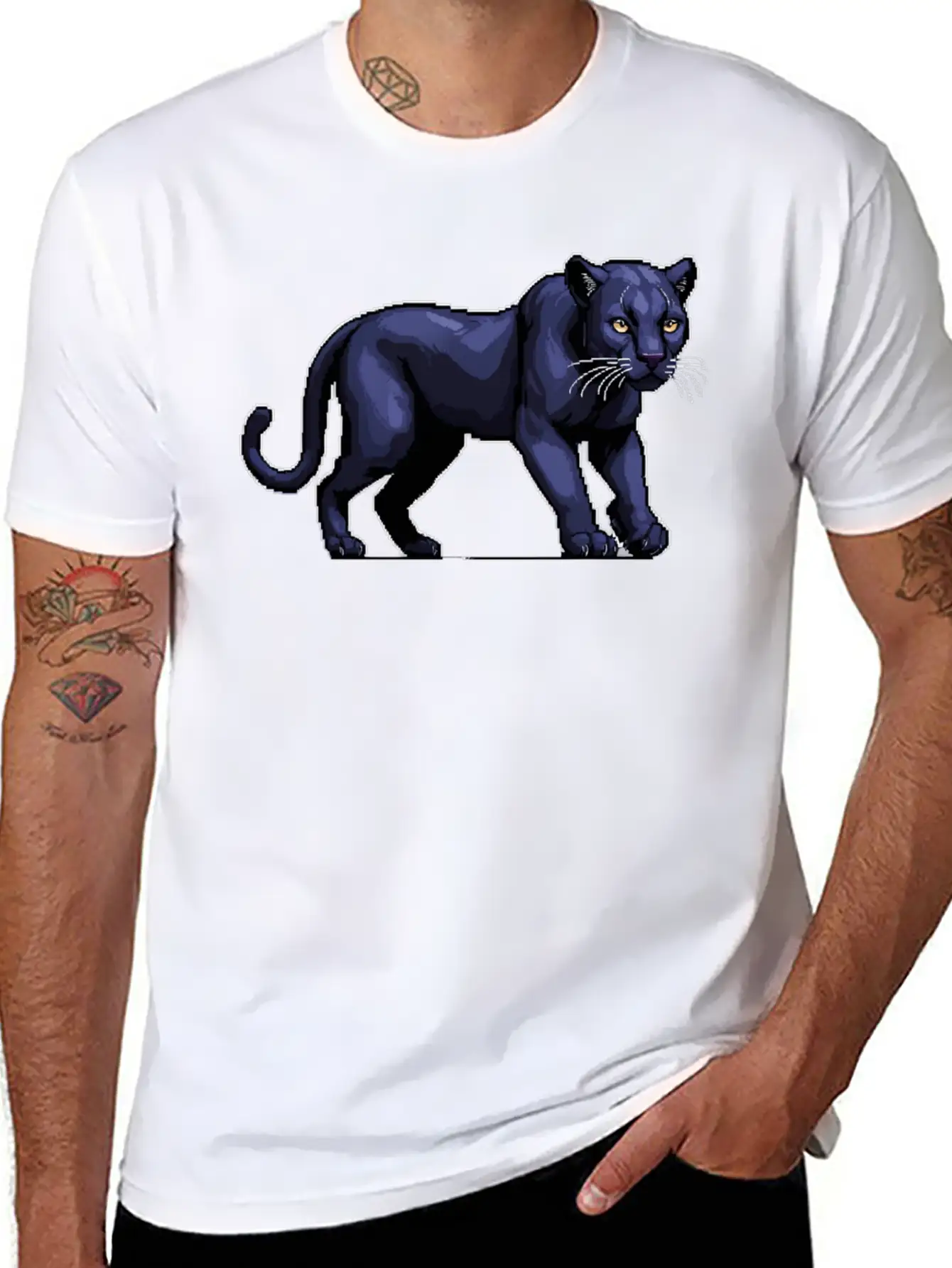 A Pixel Art Of A Panther Unisex Casual T-Shirt ¨C Clean Design For Daily Comfort