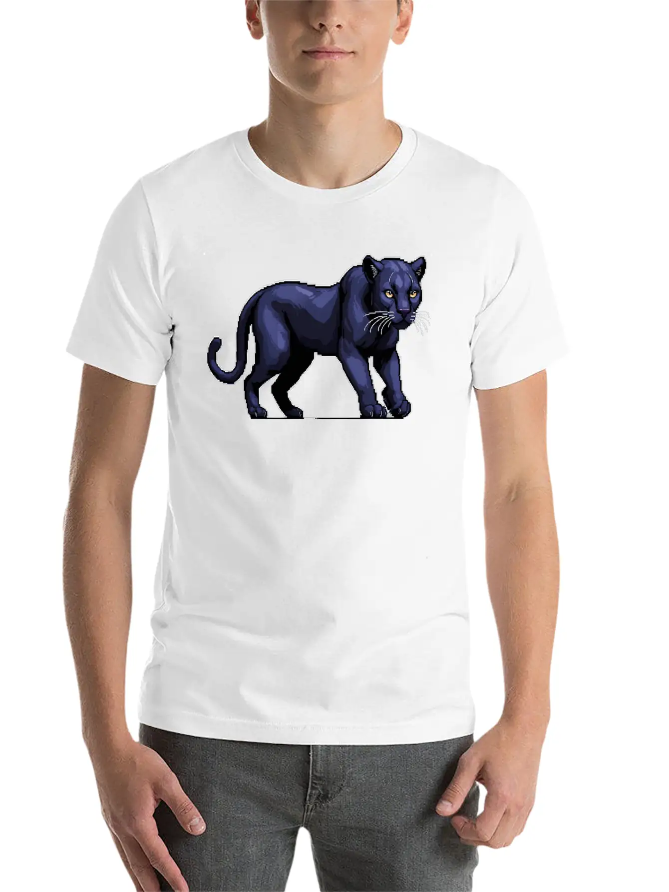 A Pixel Art Of A Panther Unisex Casual T-Shirt ¨C Clean Design For Daily Comfort