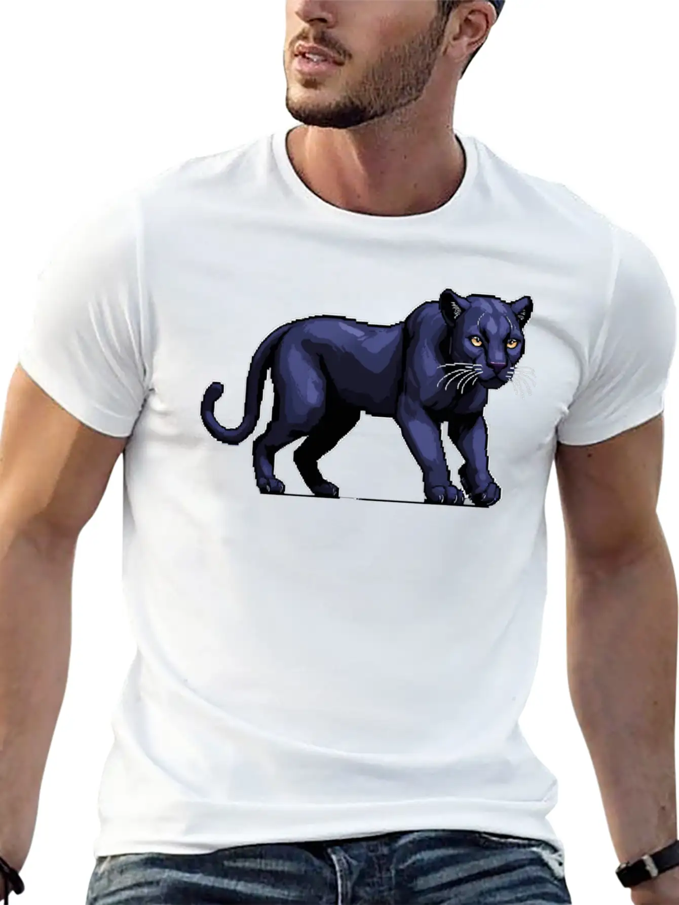 A Pixel Art Of A Panther Unisex Casual T-Shirt ¨C Clean Design For Daily Comfort