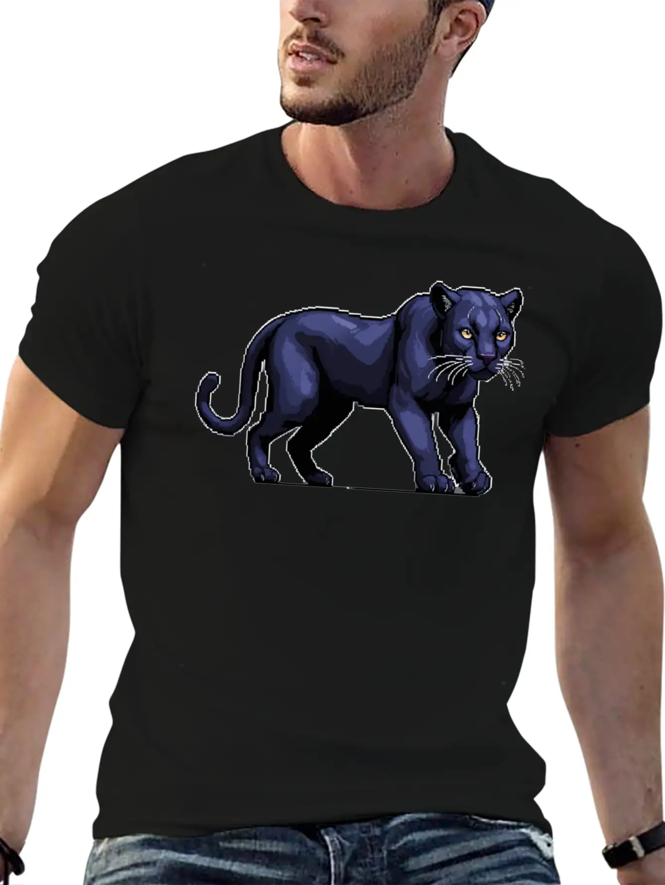A Pixel Art Of A Panther Unisex Casual T-Shirt ¨C Clean Design For Daily Comfort