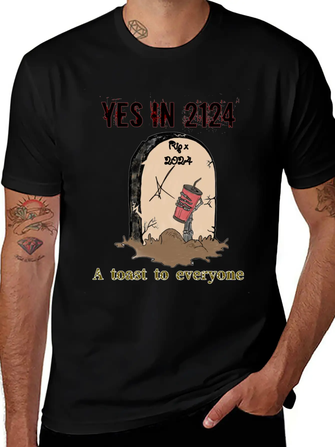 A Toast To Eveyone In 2124 Essential Cotton Tee For Daily Outfits ¨C Unisex Style