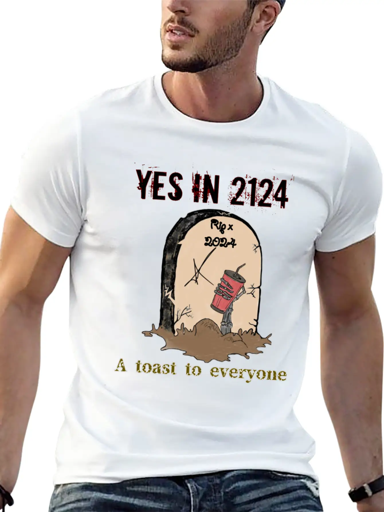 A Toast To Eveyone In 2124 Essential Cotton Tee For Daily Outfits ¨C Unisex Style