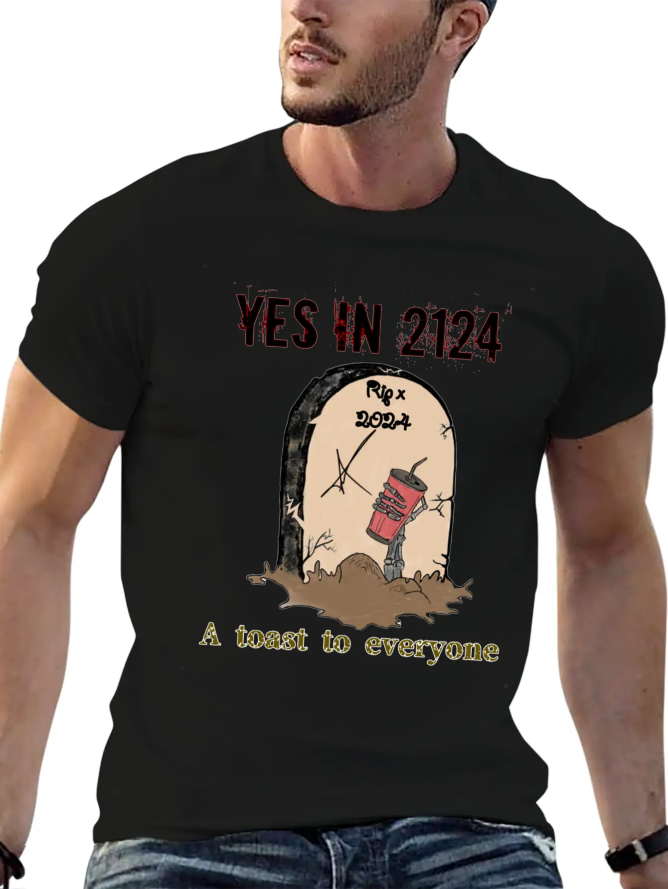 A Toast To Eveyone In 2124 Essential Cotton Tee For Daily Outfits ¨C Unisex Style