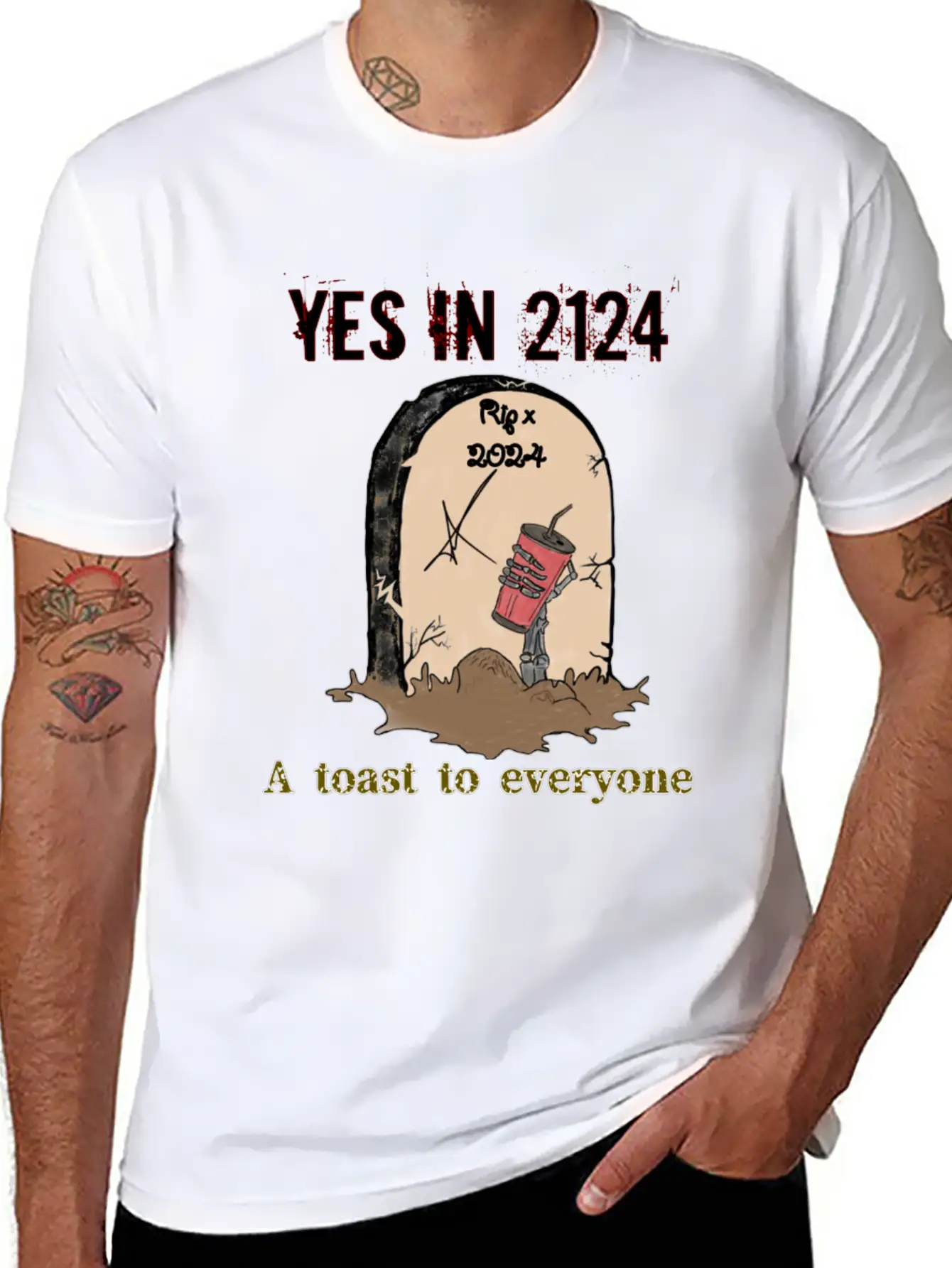 A Toast To Eveyone In 2124 Essential Cotton Tee For Daily Outfits ¨C Unisex Style