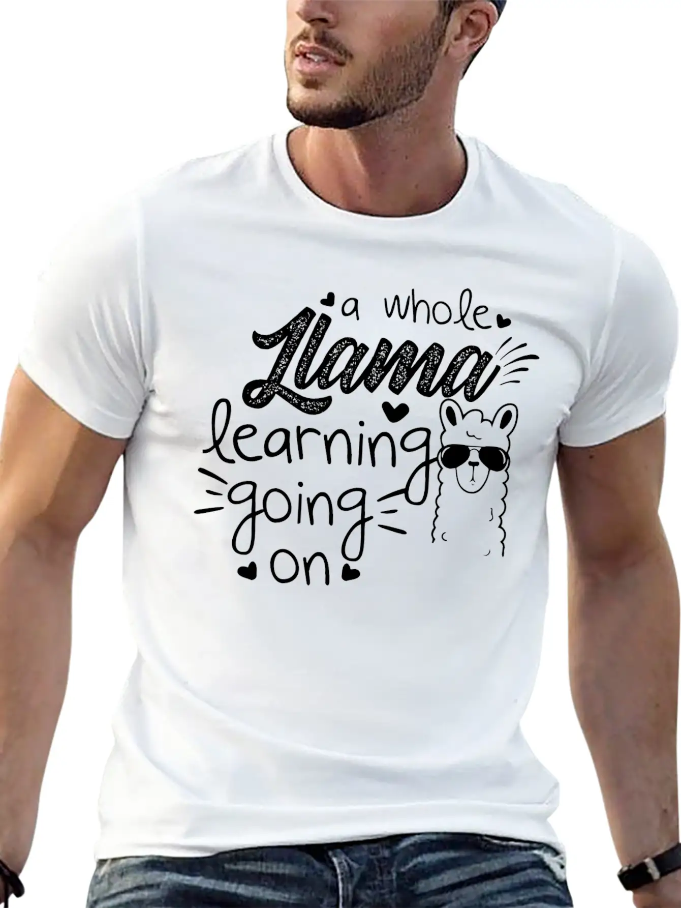 A Whole Llama Learning Going On Essential Cotton Tee For Daily Outfits ¨C Unisex Style